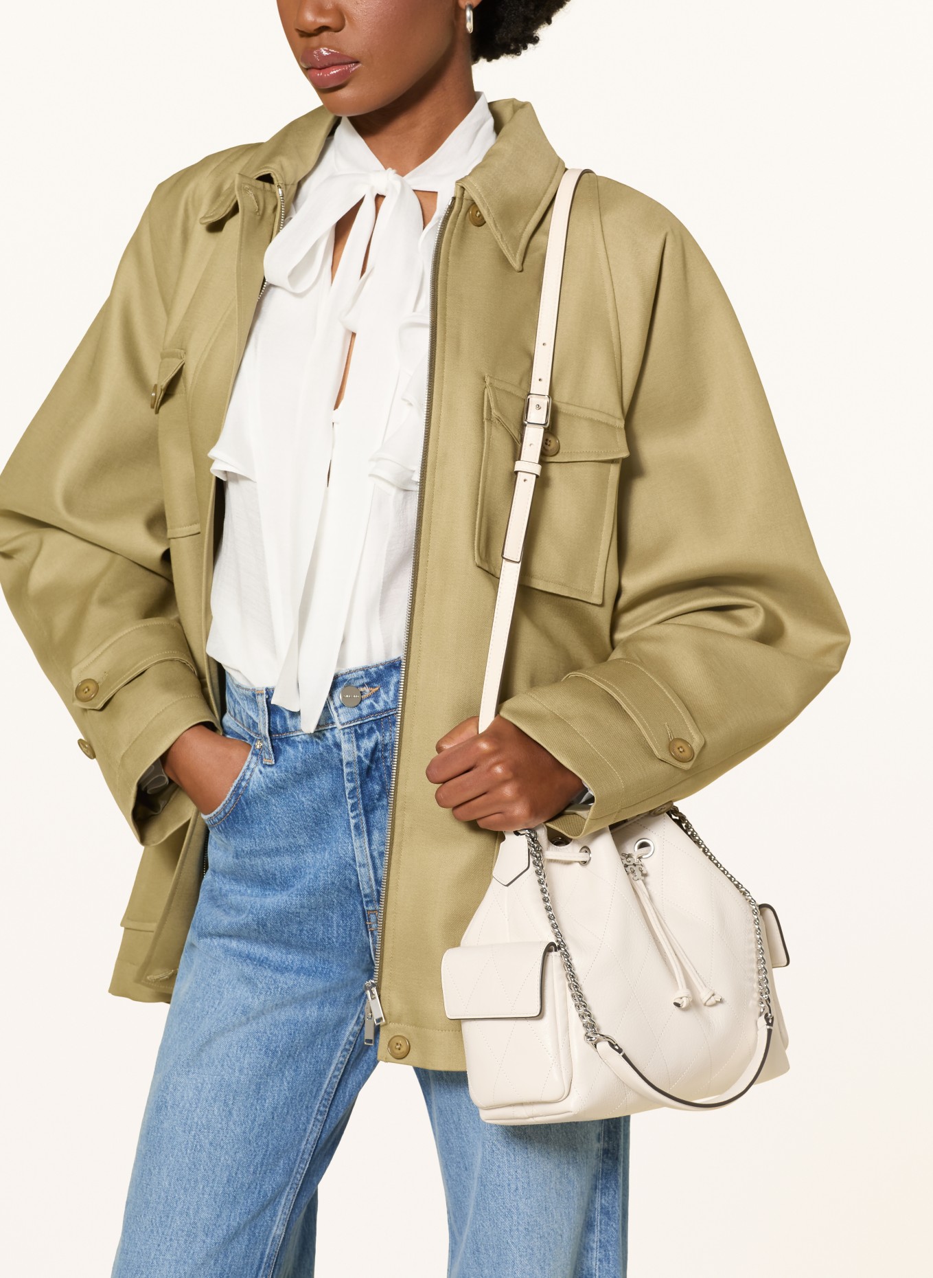 TORY BURCH Zak CHARLIE: CRÈME / ZILVER