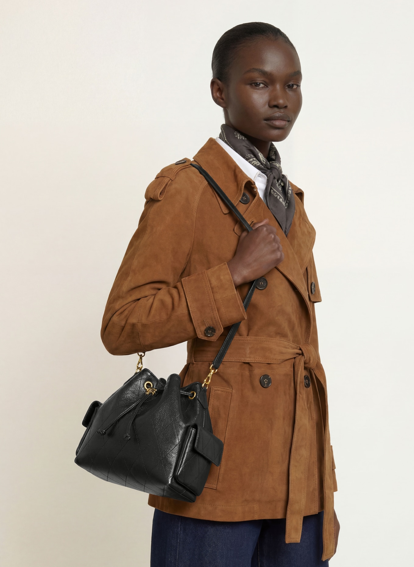 TORY BURCH Beuteltasche CHARLIE: SCHWARZ / GOLD