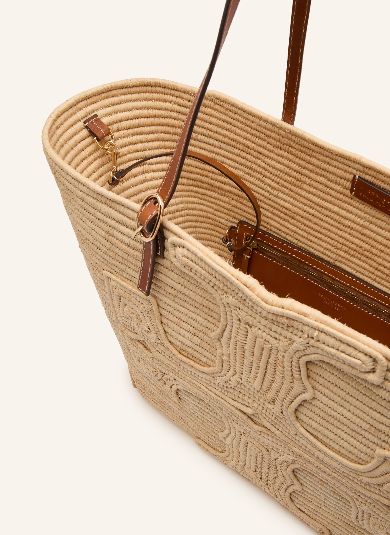 TORY BURCH Shopper ELLA met etui: BEIGE / COGNAC