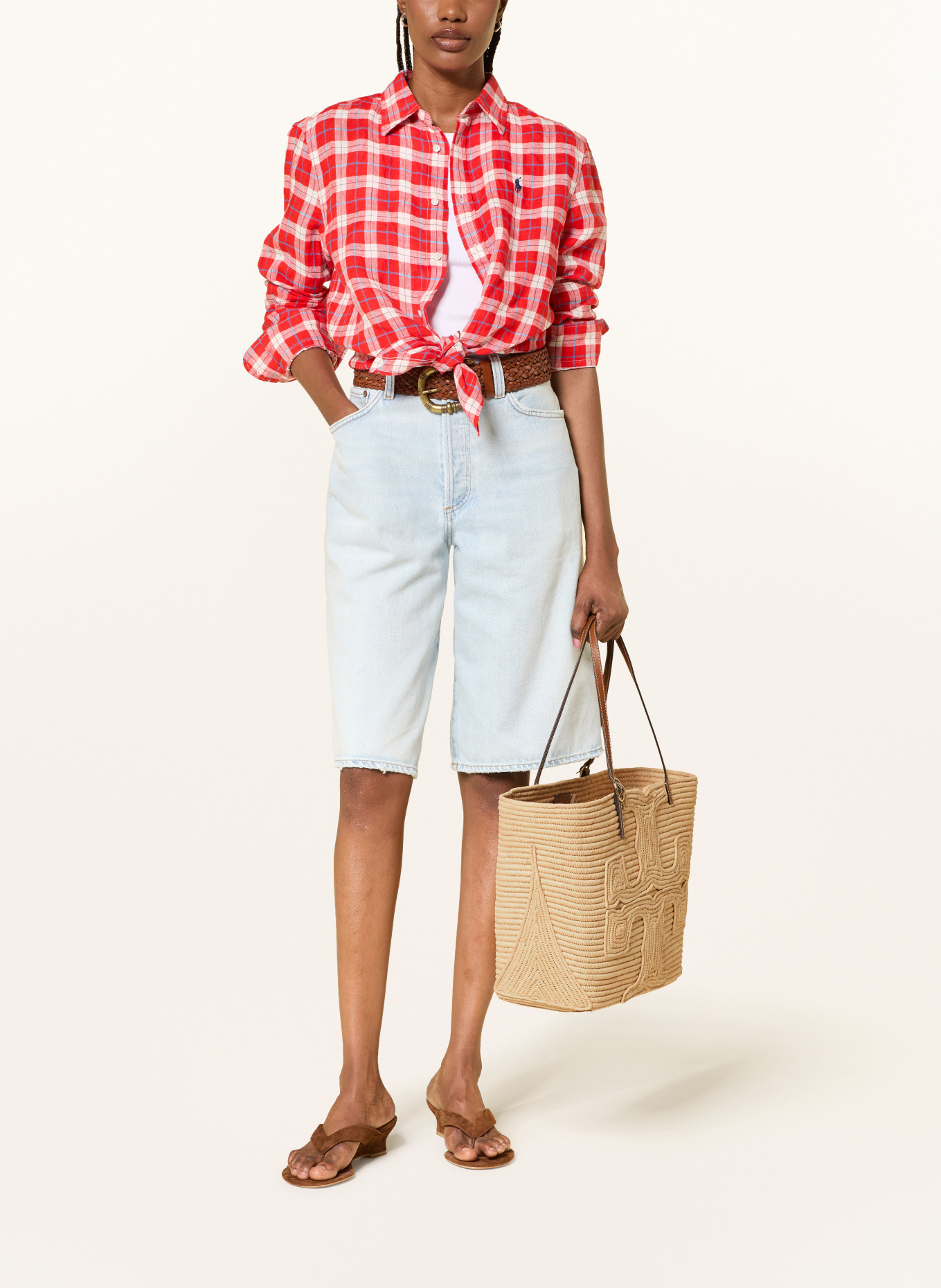 TORY BURCH Shopper ELLA mit Pouch: BEIGE / COGNAC