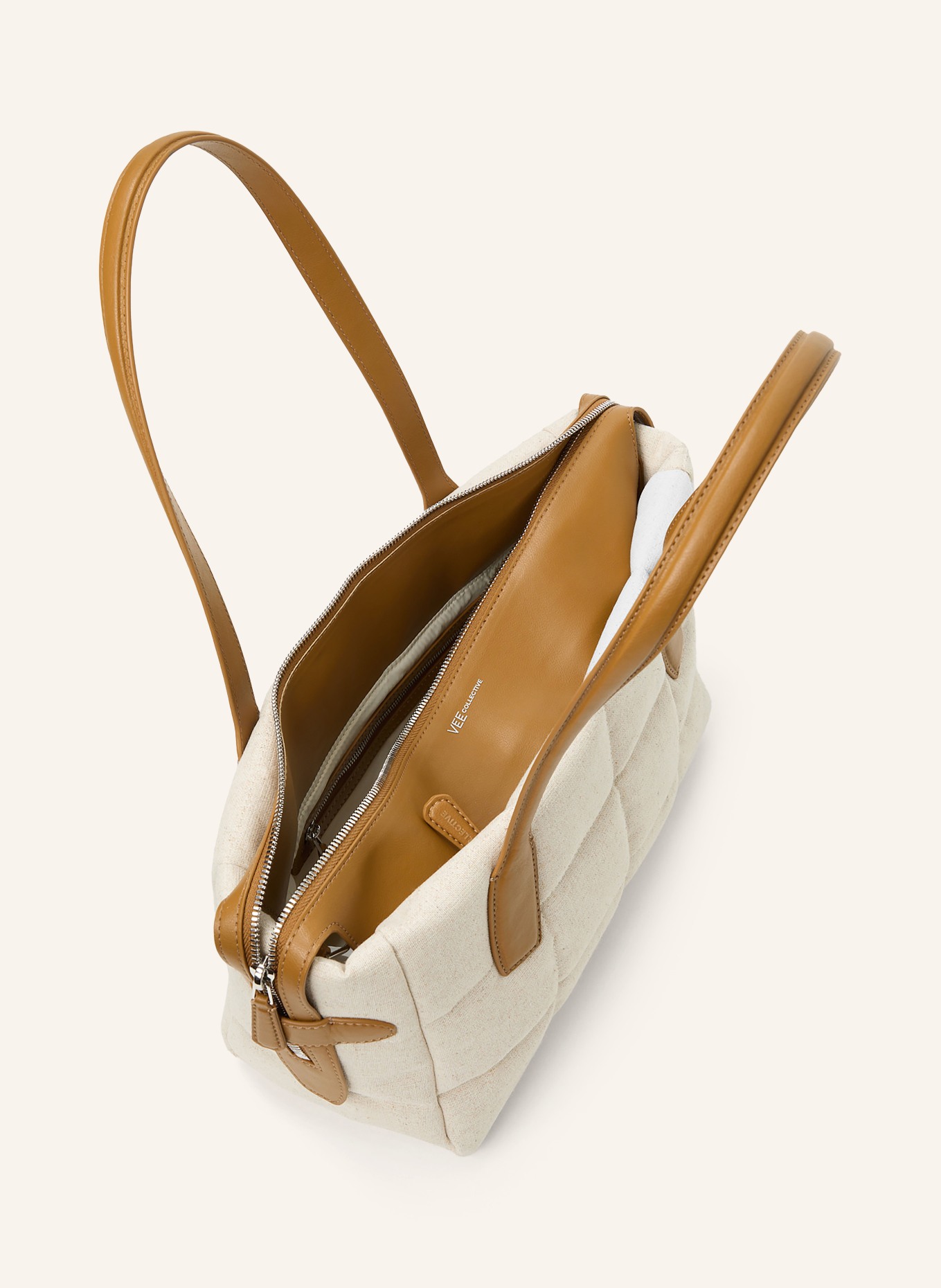 Vee Collective Shopper TELA SMALL: CRÈME / ZILVER / BRUIN