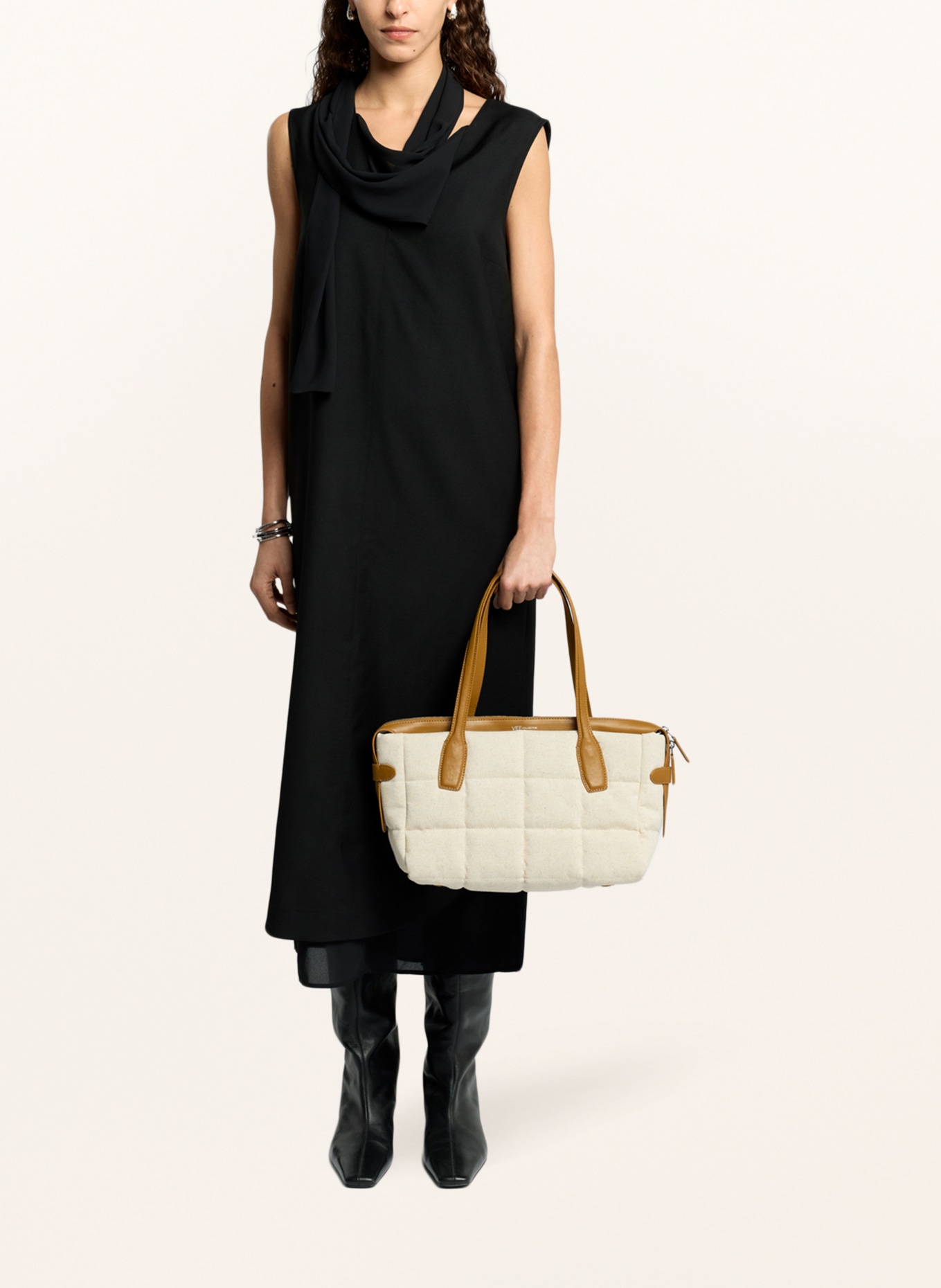 Vee Collective Shopper TELA SMALL: CRÈME / ZILVER / BRUIN