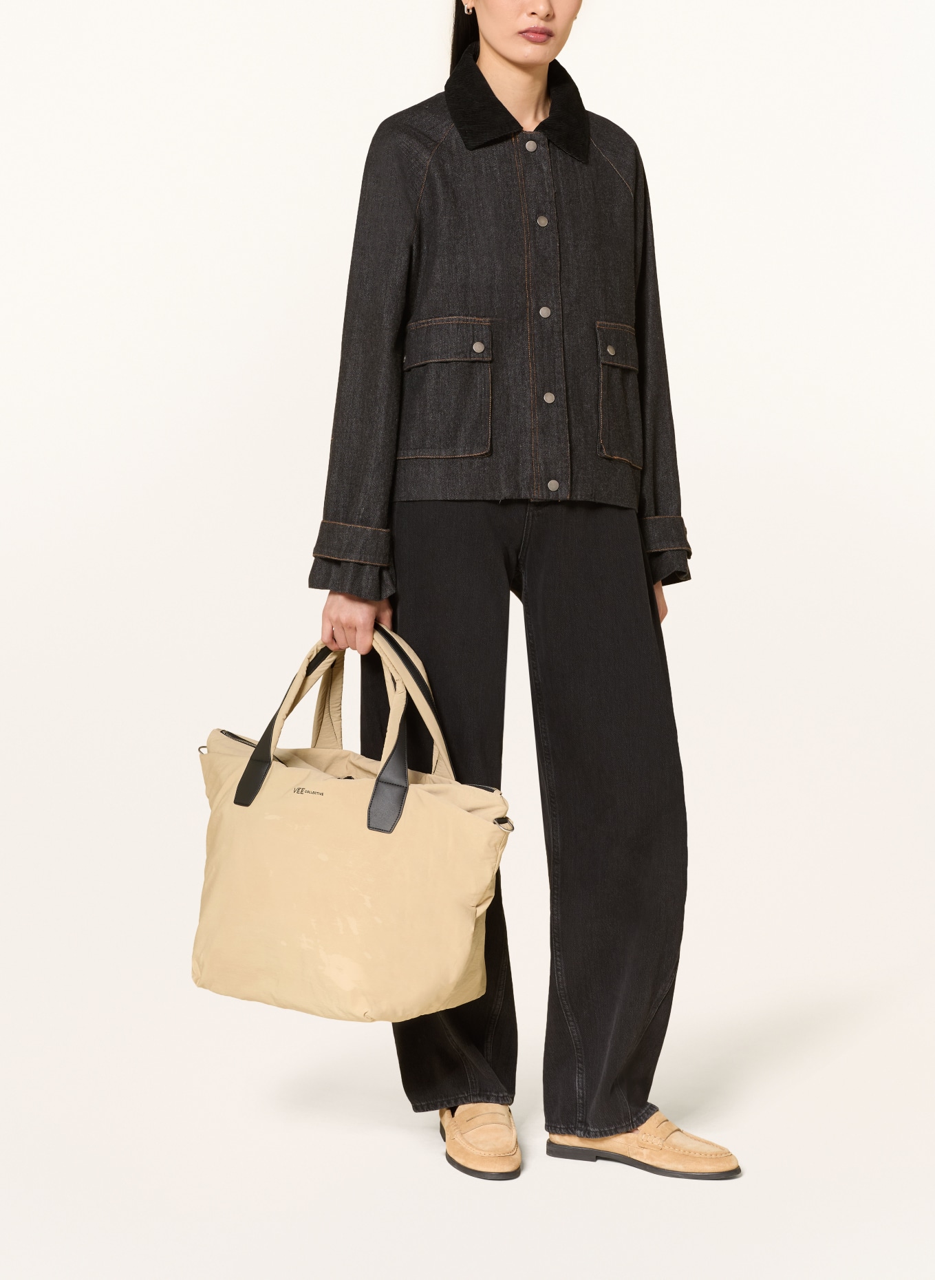 Vee Collective Shopper ESSENCE MEDIUM: BEIGE / ZILVER / ZWART