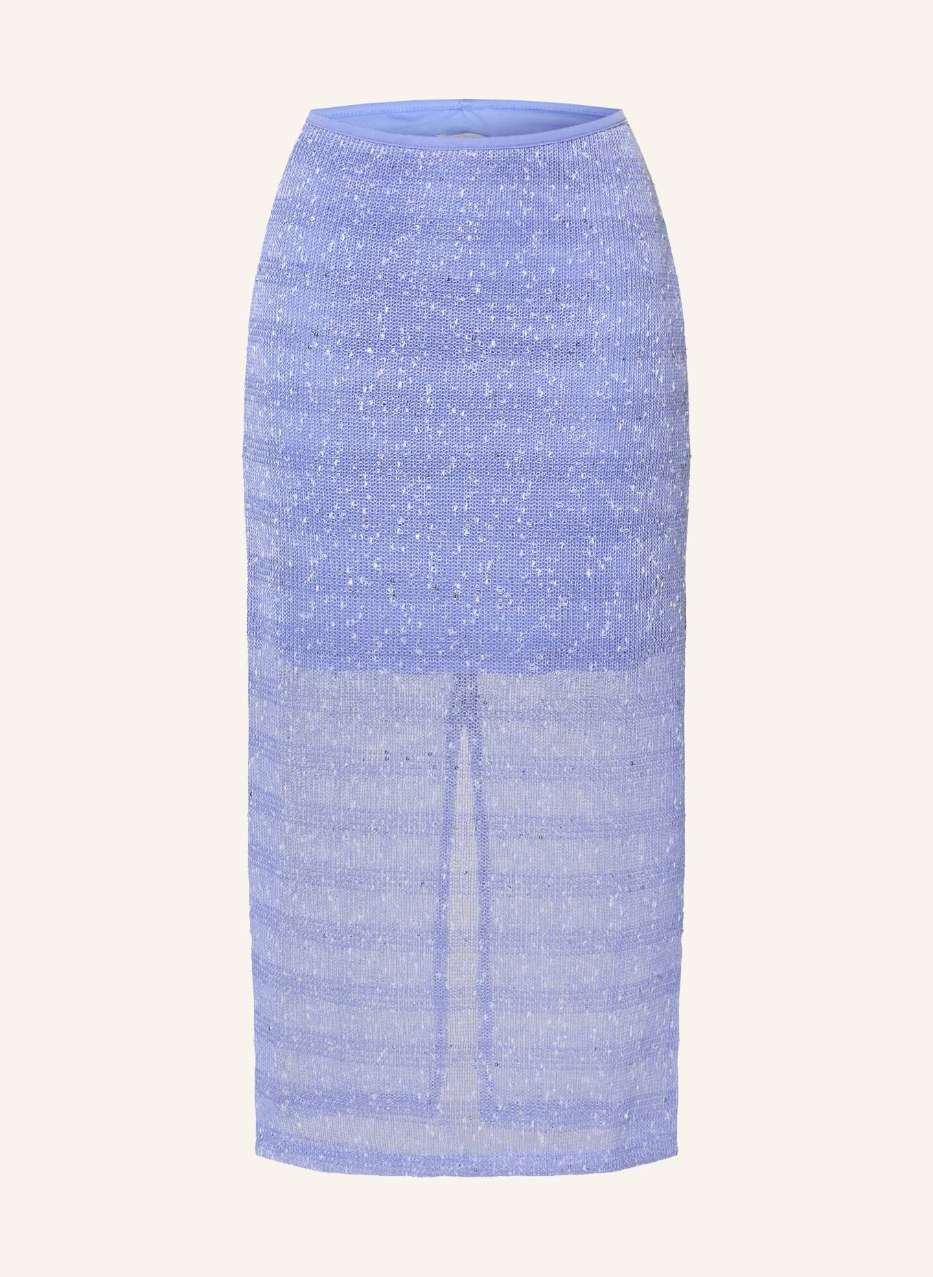 ICHI IHPILOUA knit skirt with sequins: LIGHT BLUE / WHITE