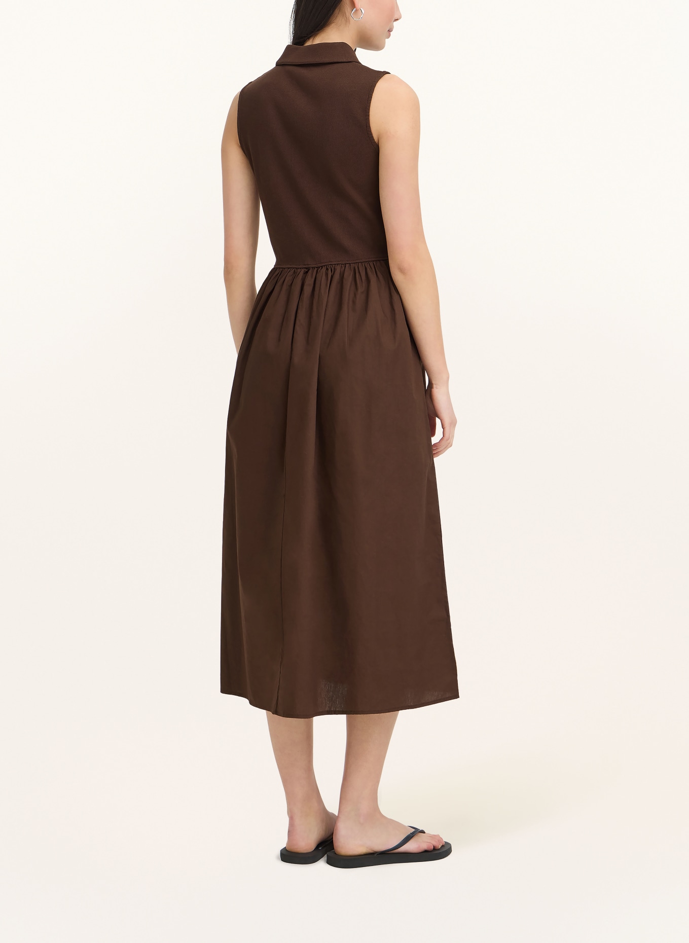 ICHI Polokleid IHMONNA im Materialmix: DUNKELBRAUN