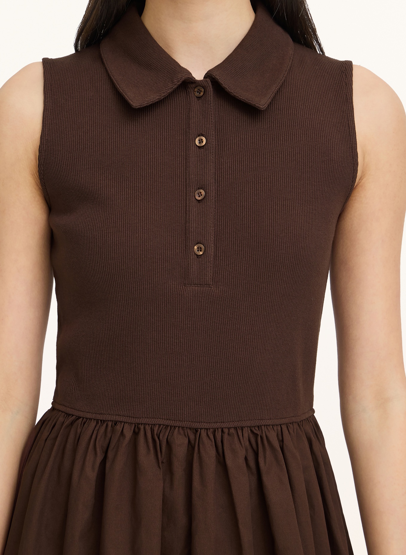 ICHI Polokleid IHMONNA im Materialmix: DUNKELBRAUN