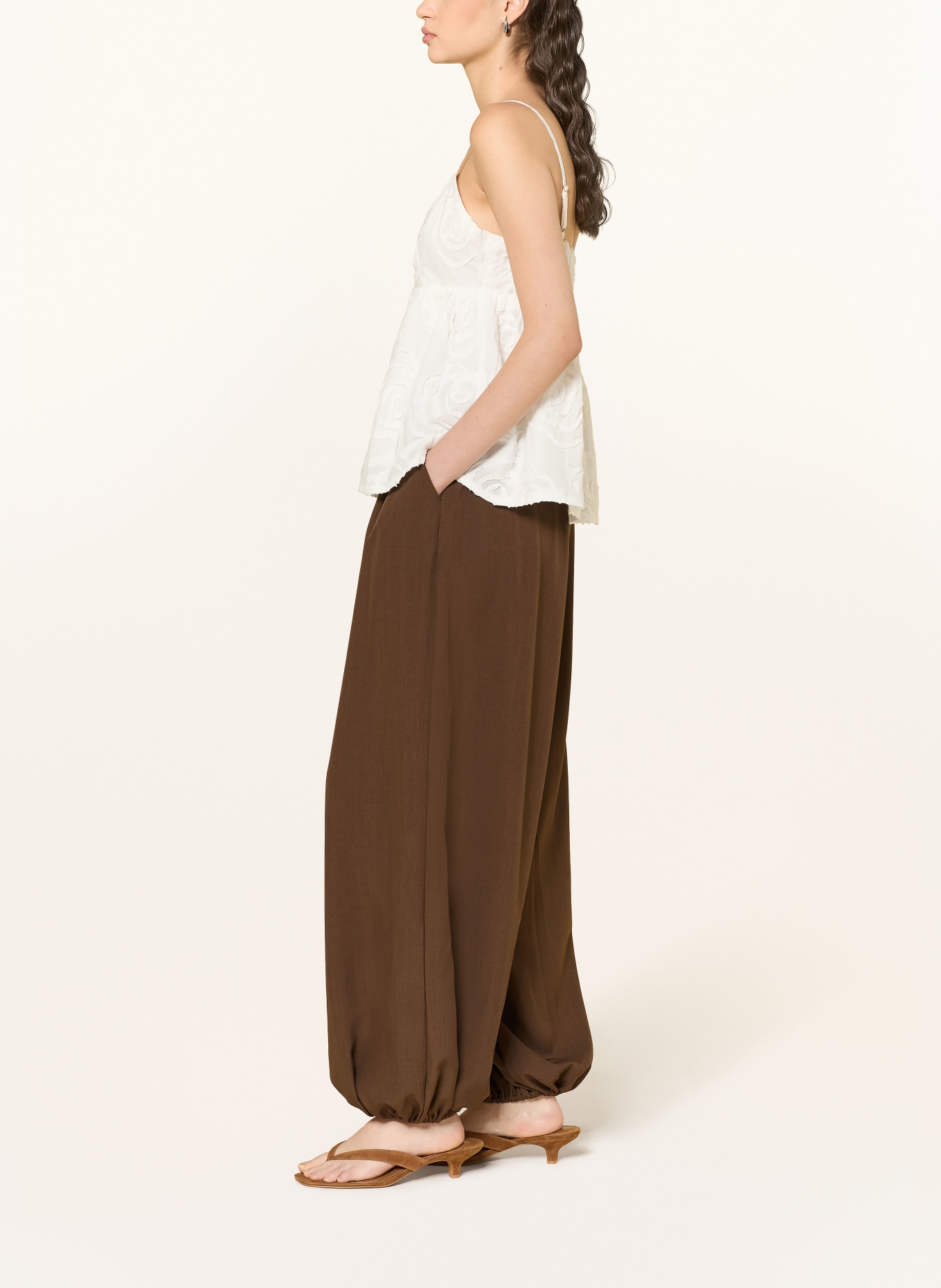 ICHI Pantalon IHFAVA: MARRON FONCÉ