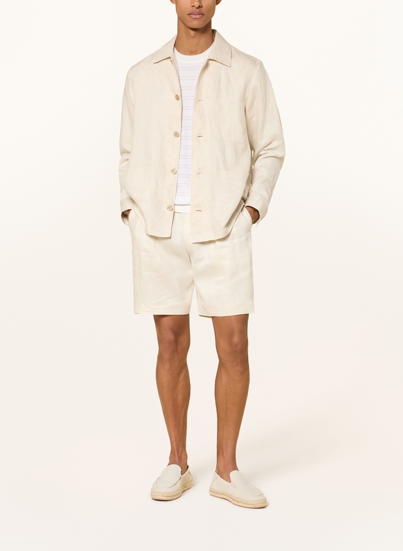 BOSS Leinenshorts PERIN Tapered Fit: BEIGE