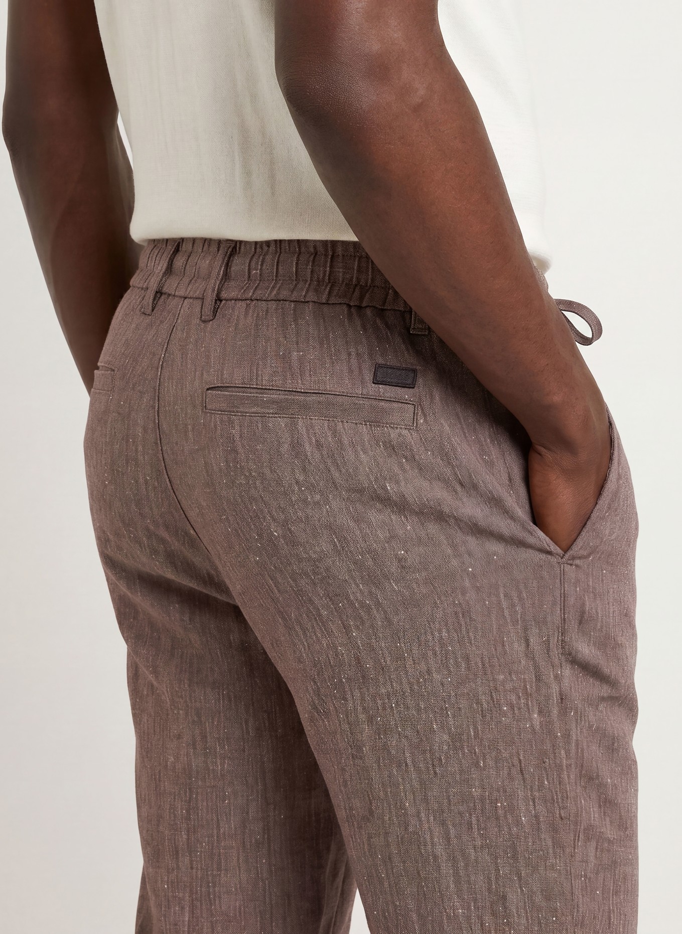 BOSS Broek KANE Extra Slim Fit met linnen: MARRON FONCÉ