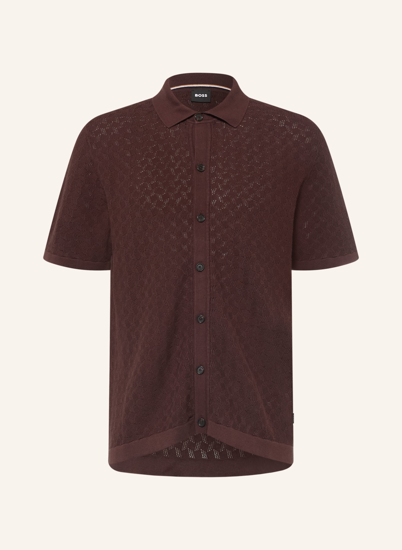 BOSS Strickhemd NAPPO Comfort Fit: DUNKELBRAUN