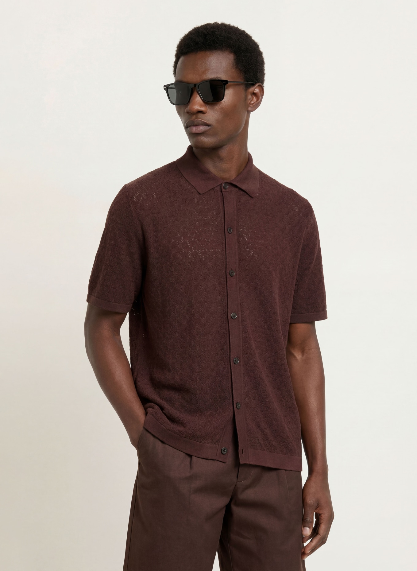 BOSS Strickhemd NAPPO Comfort Fit: DUNKELBRAUN