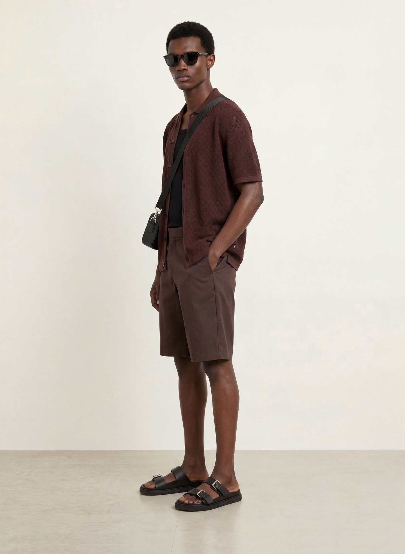 BOSS Strickhemd NAPPO Comfort Fit: DUNKELBRAUN