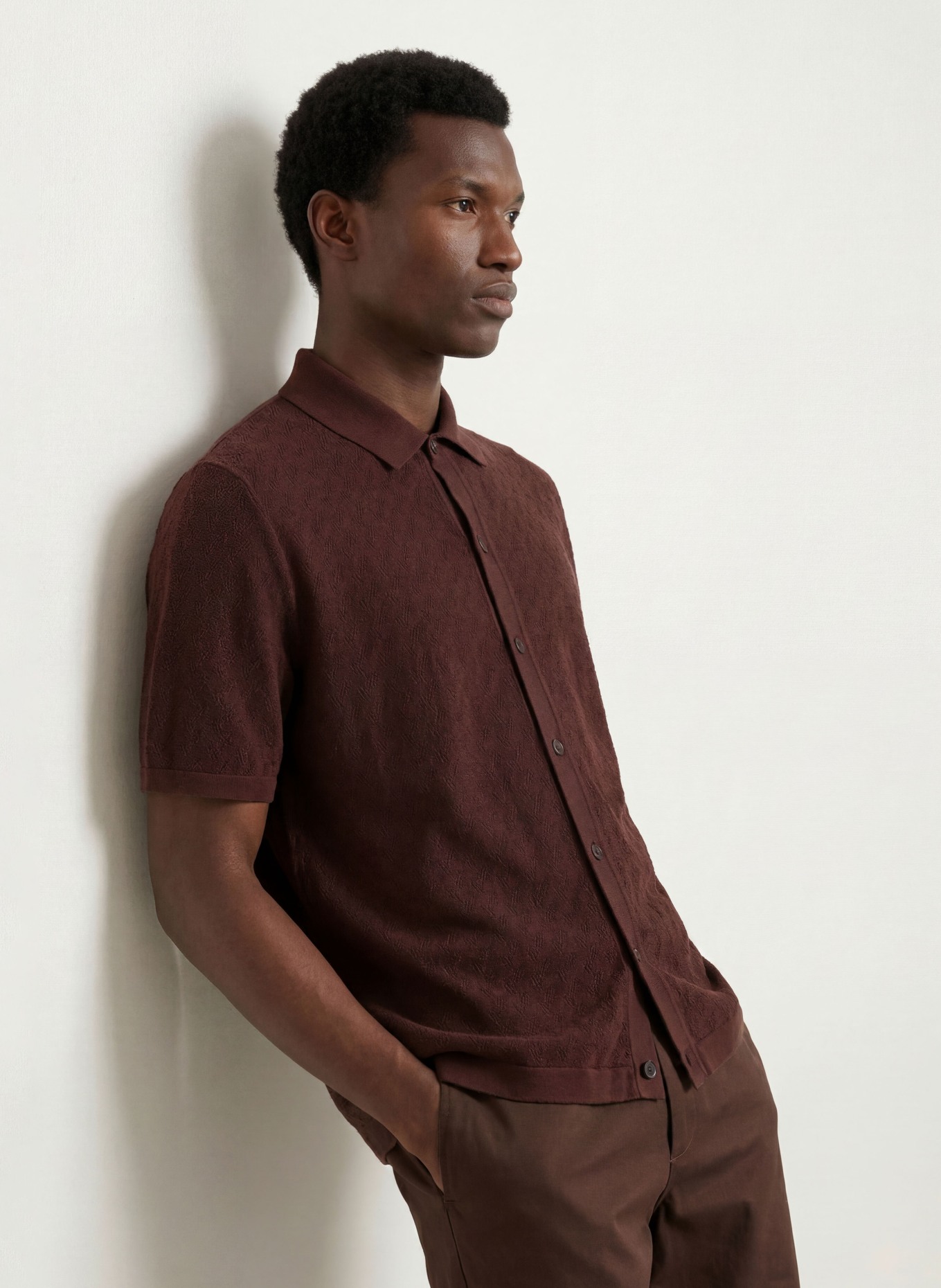 BOSS Strickhemd NAPPO Comfort Fit: DUNKELBRAUN