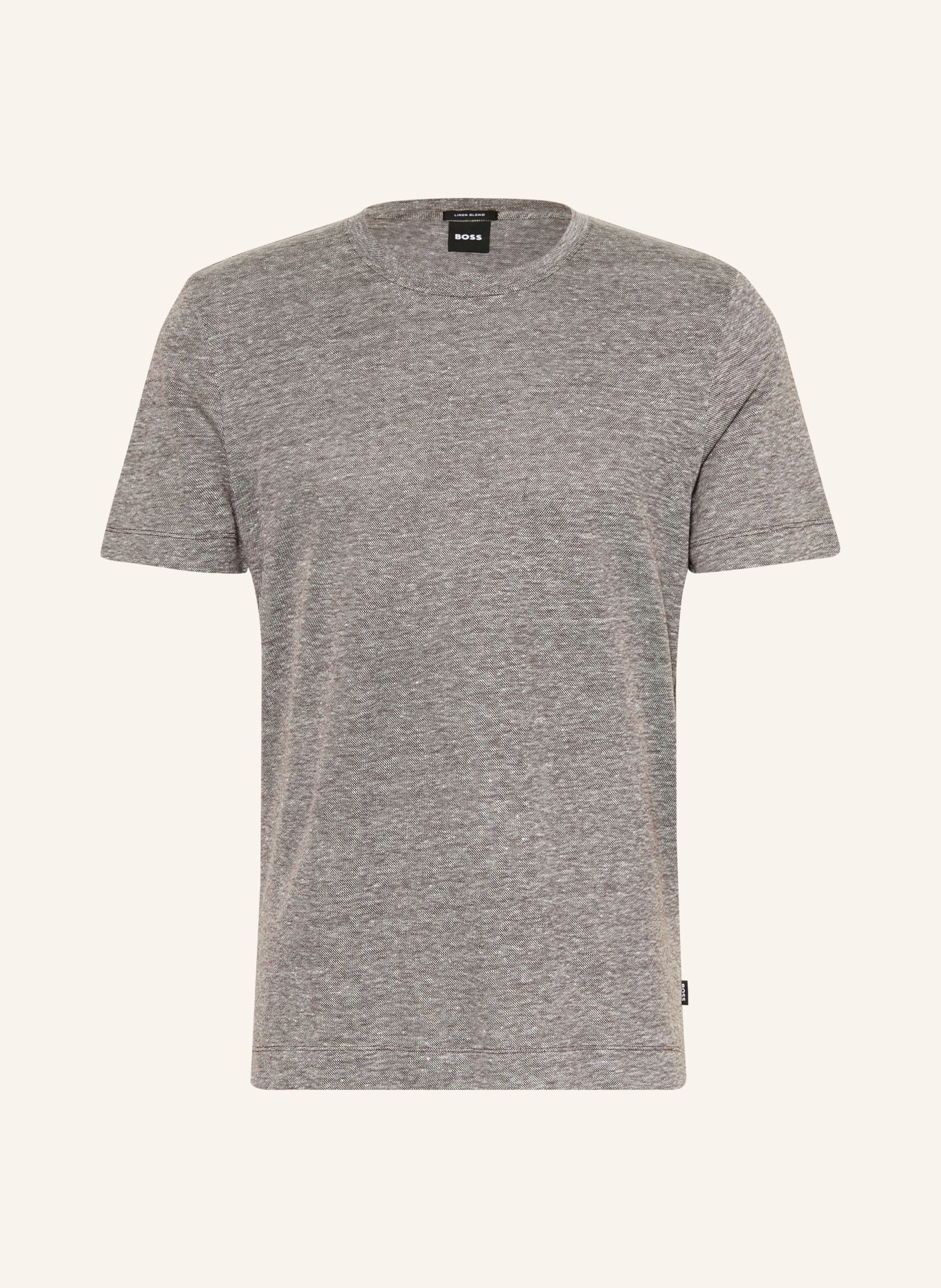 BOSS THOMPSON T-shirt with linen: DARK BROWN / WHITE