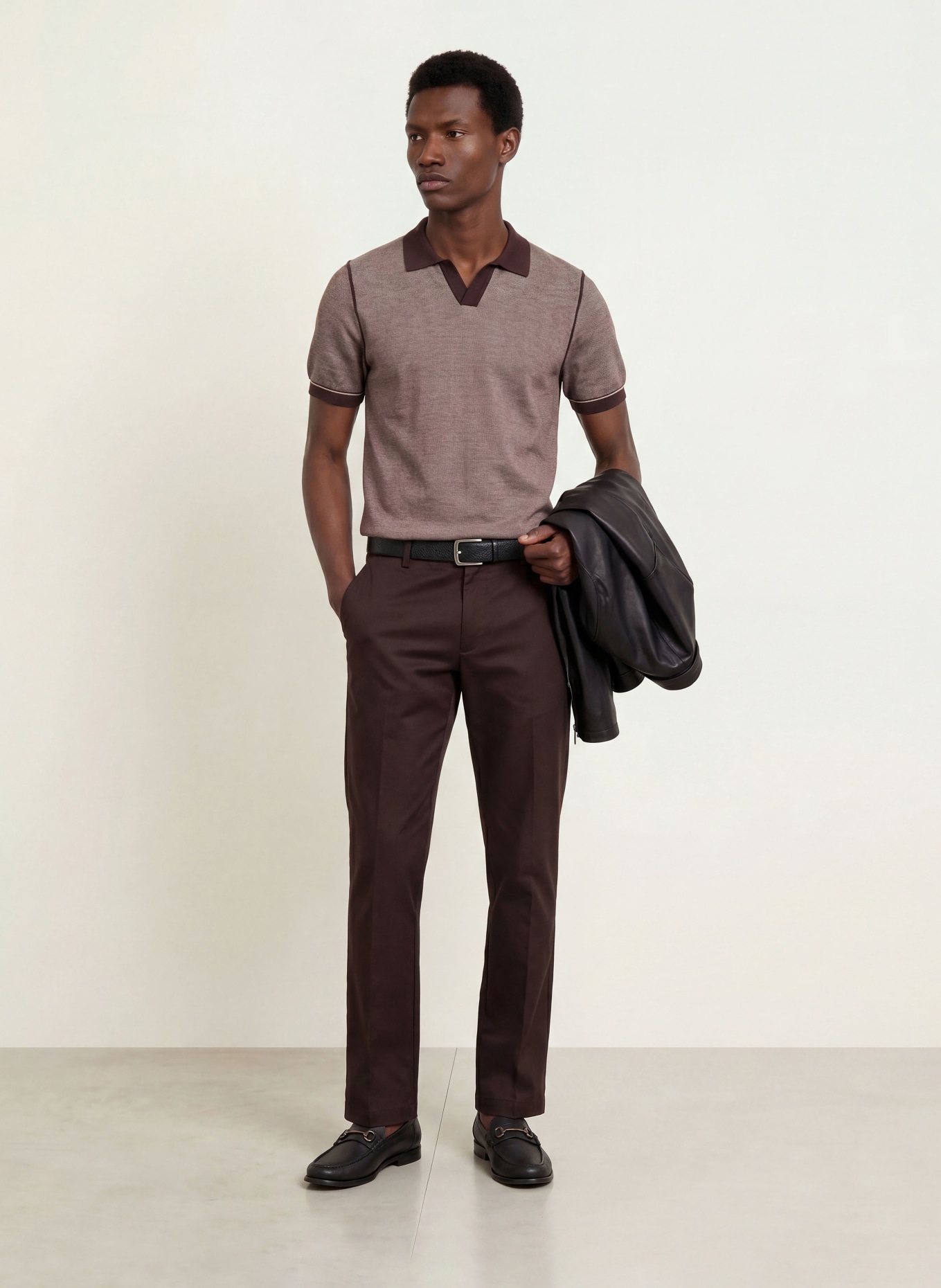 BOSS Strick-Poloshirt NARCISO: DUNKELBRAUN