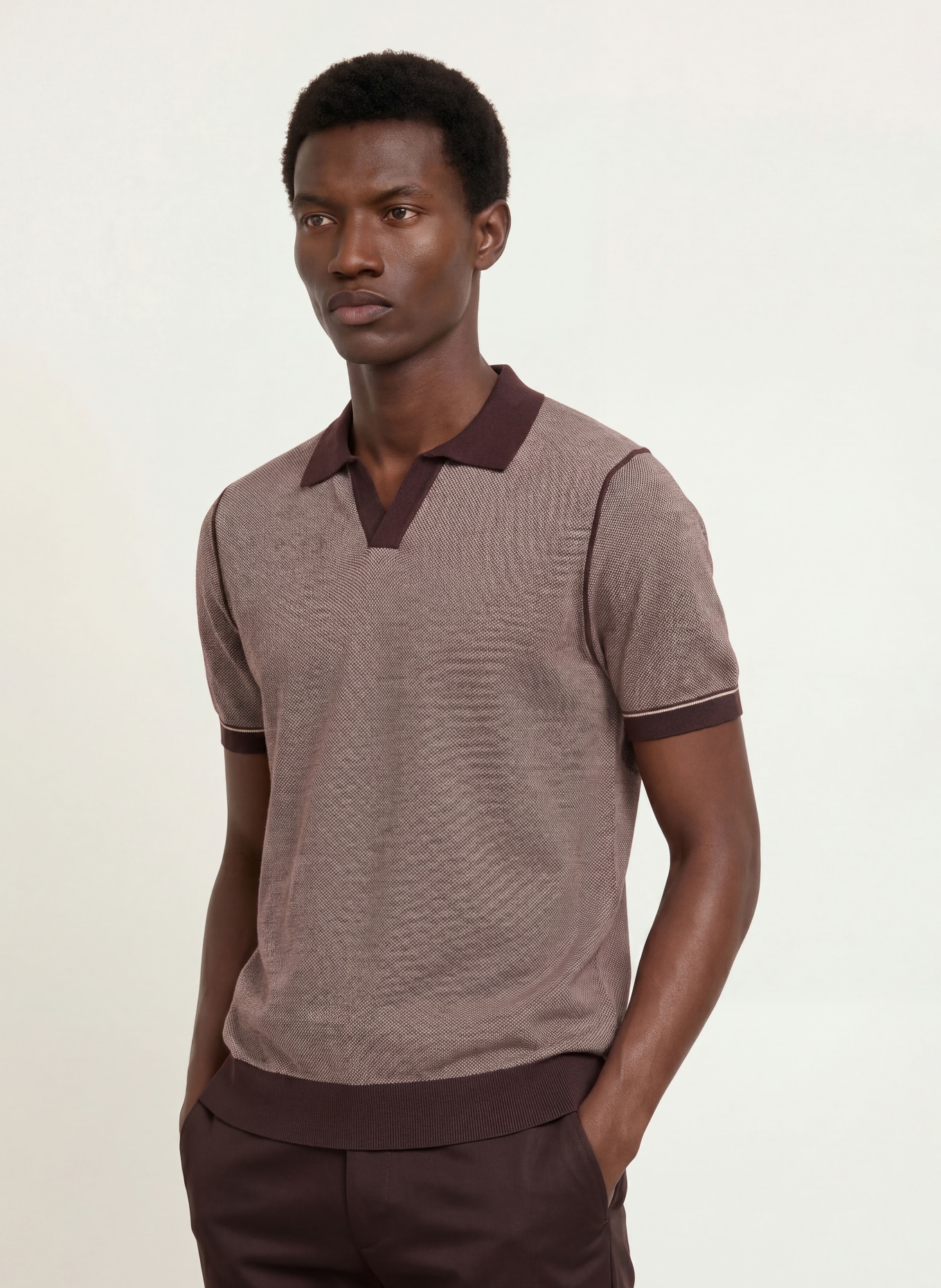 BOSS Strick-Poloshirt NARCISO: DUNKELBRAUN