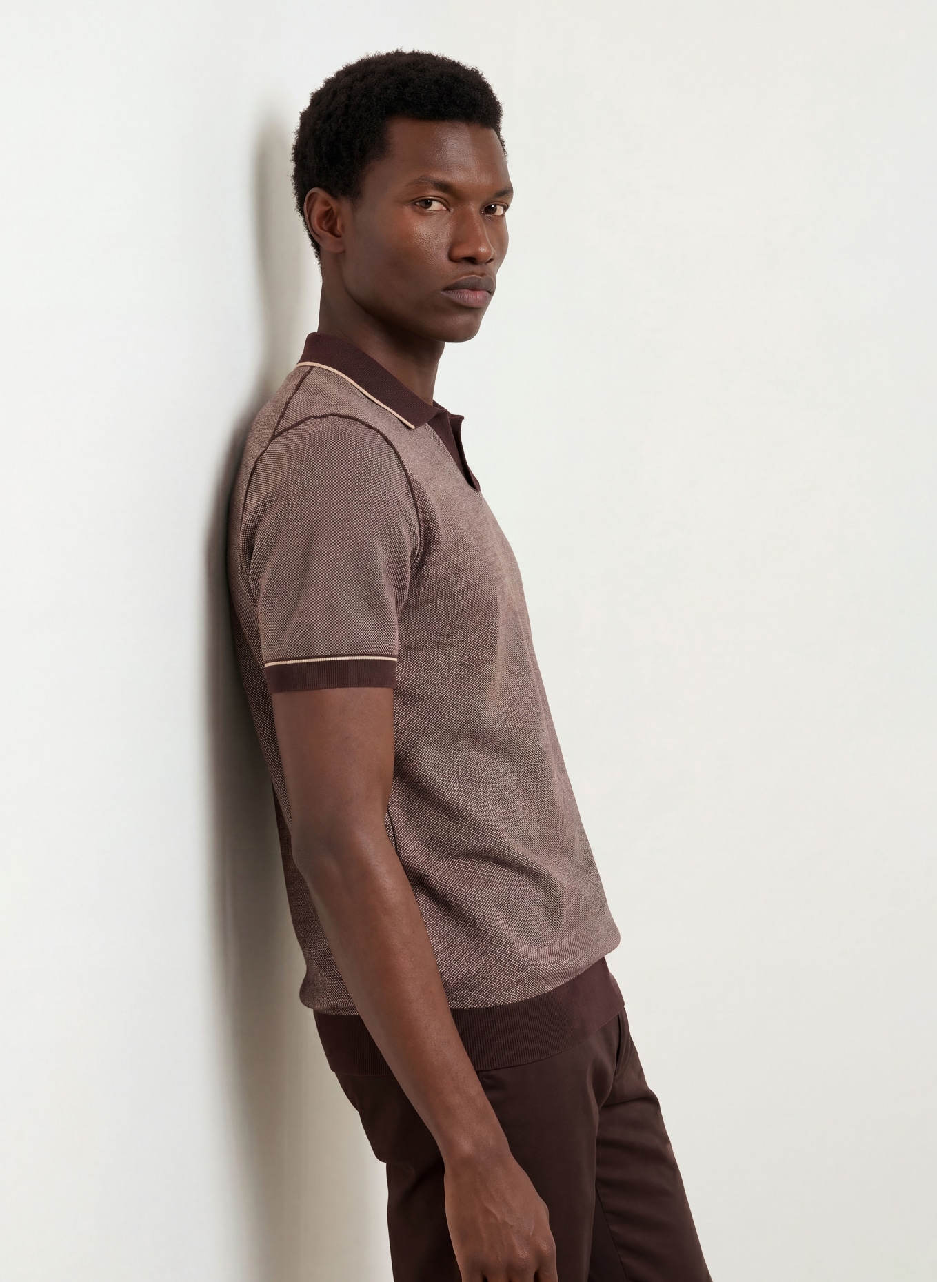 BOSS Strick-Poloshirt NARCISO: DUNKELBRAUN