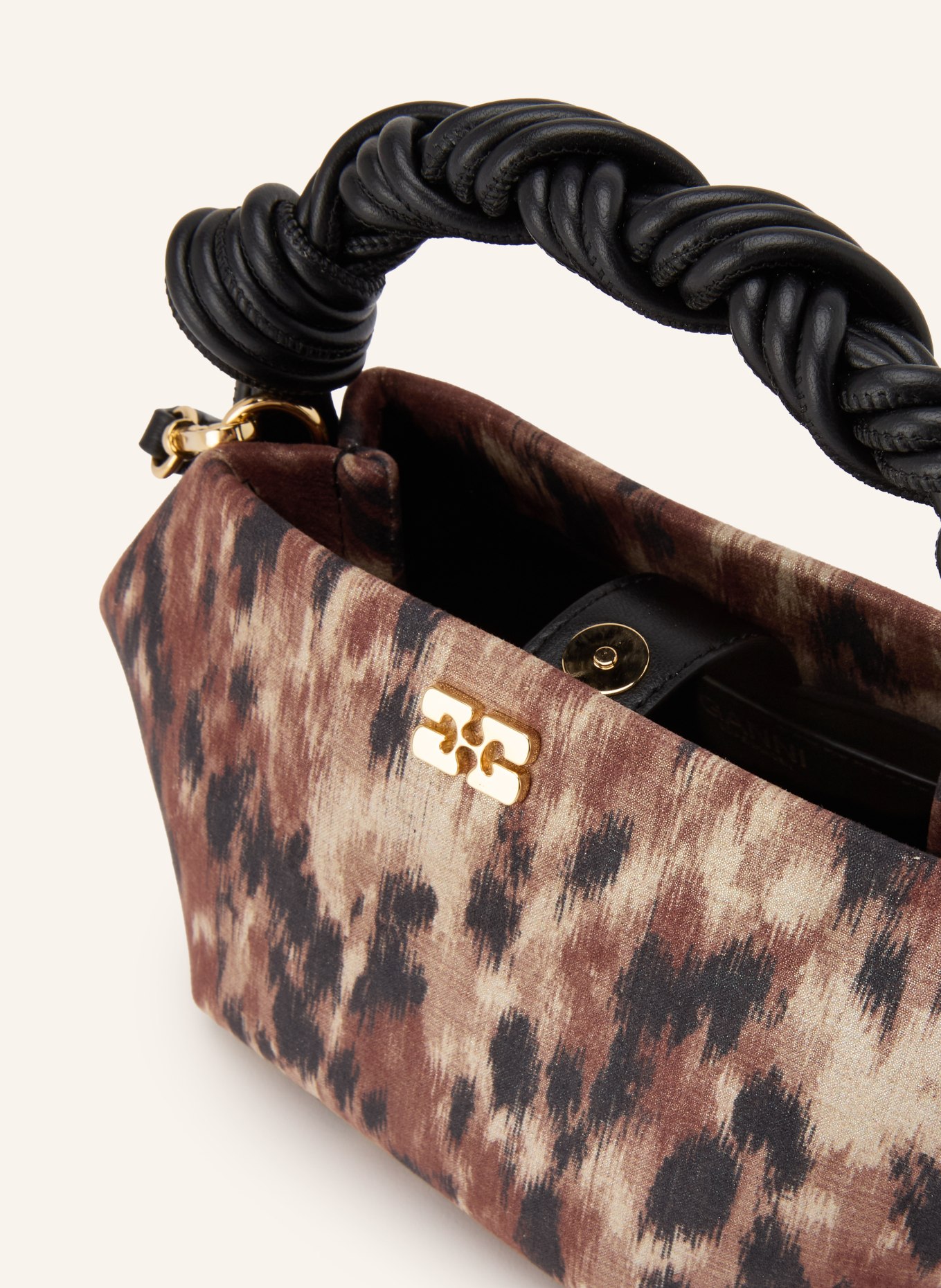 GANNI Handtasche BOU MINI: BRAUN / GOLD / SCHWARZ