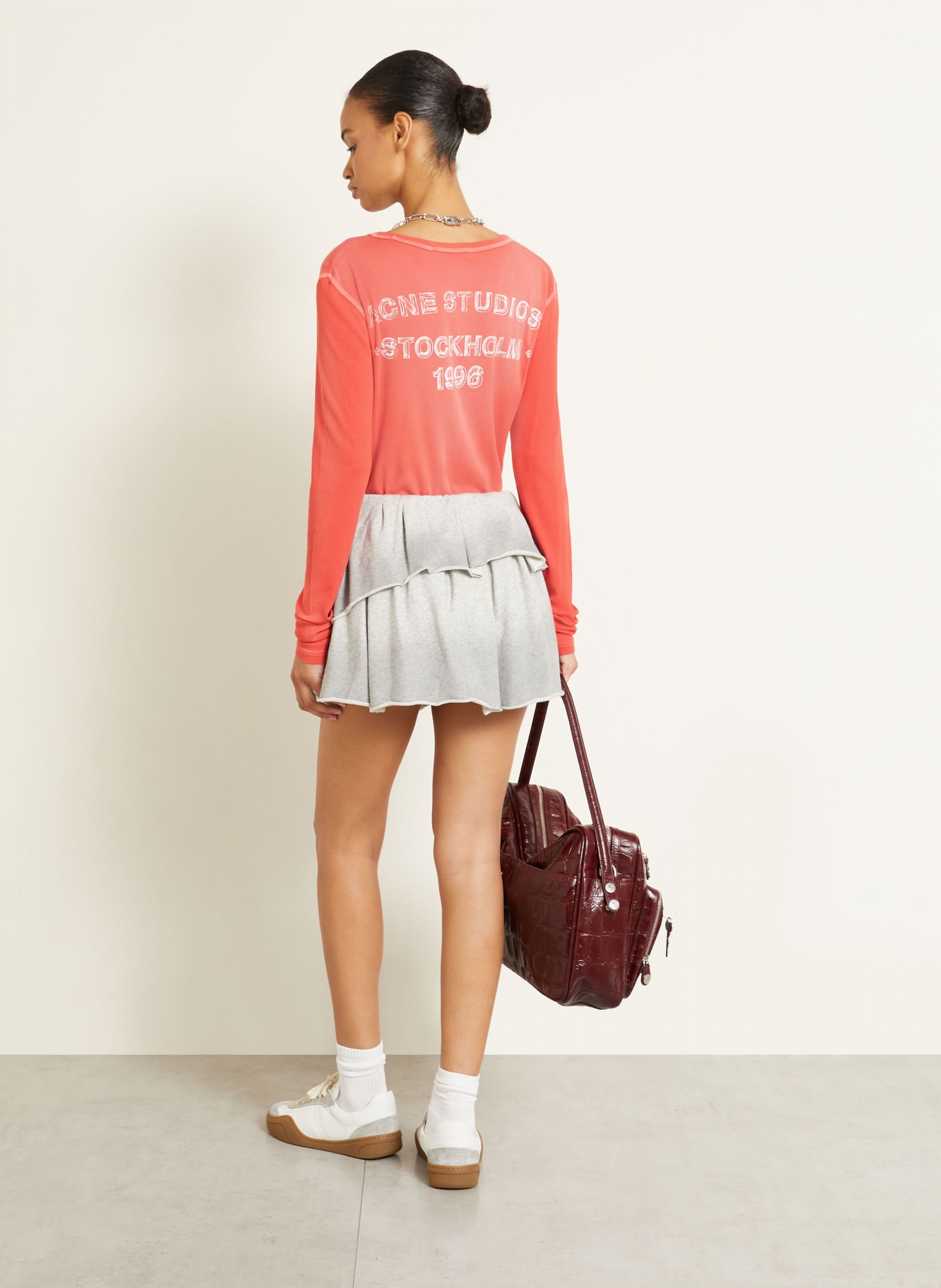 Acne Studios Long-sleeve: LIGHT RED / WHITE
