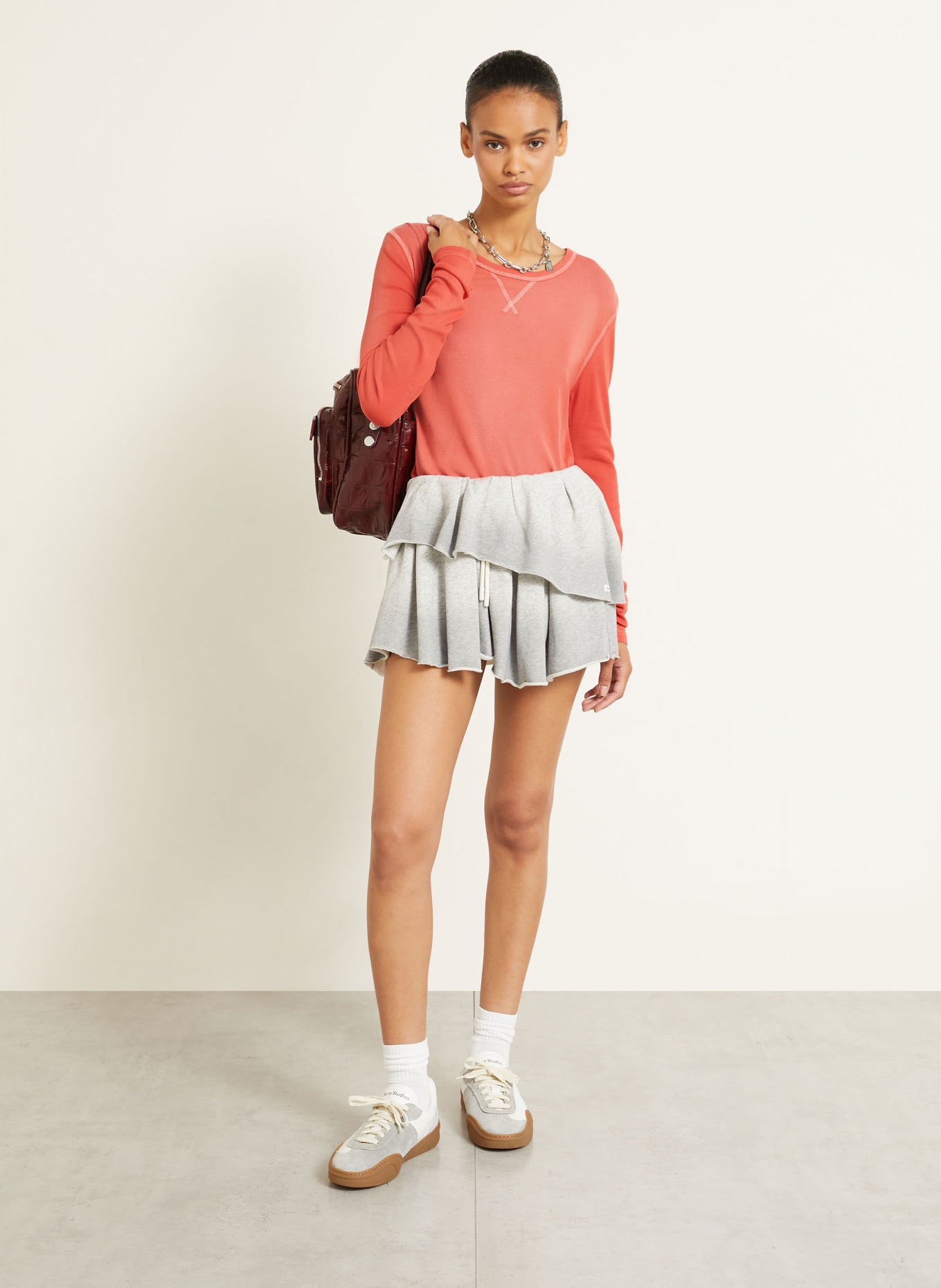 Acne Studios Long-sleeve: LIGHT RED / WHITE
