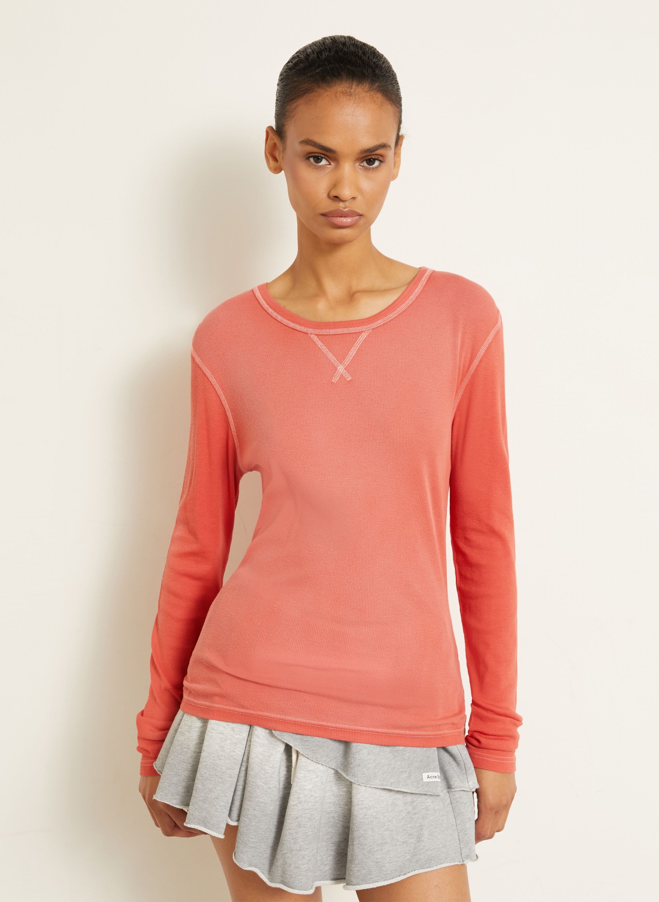 Acne Studios Long-sleeve: LIGHT RED / WHITE