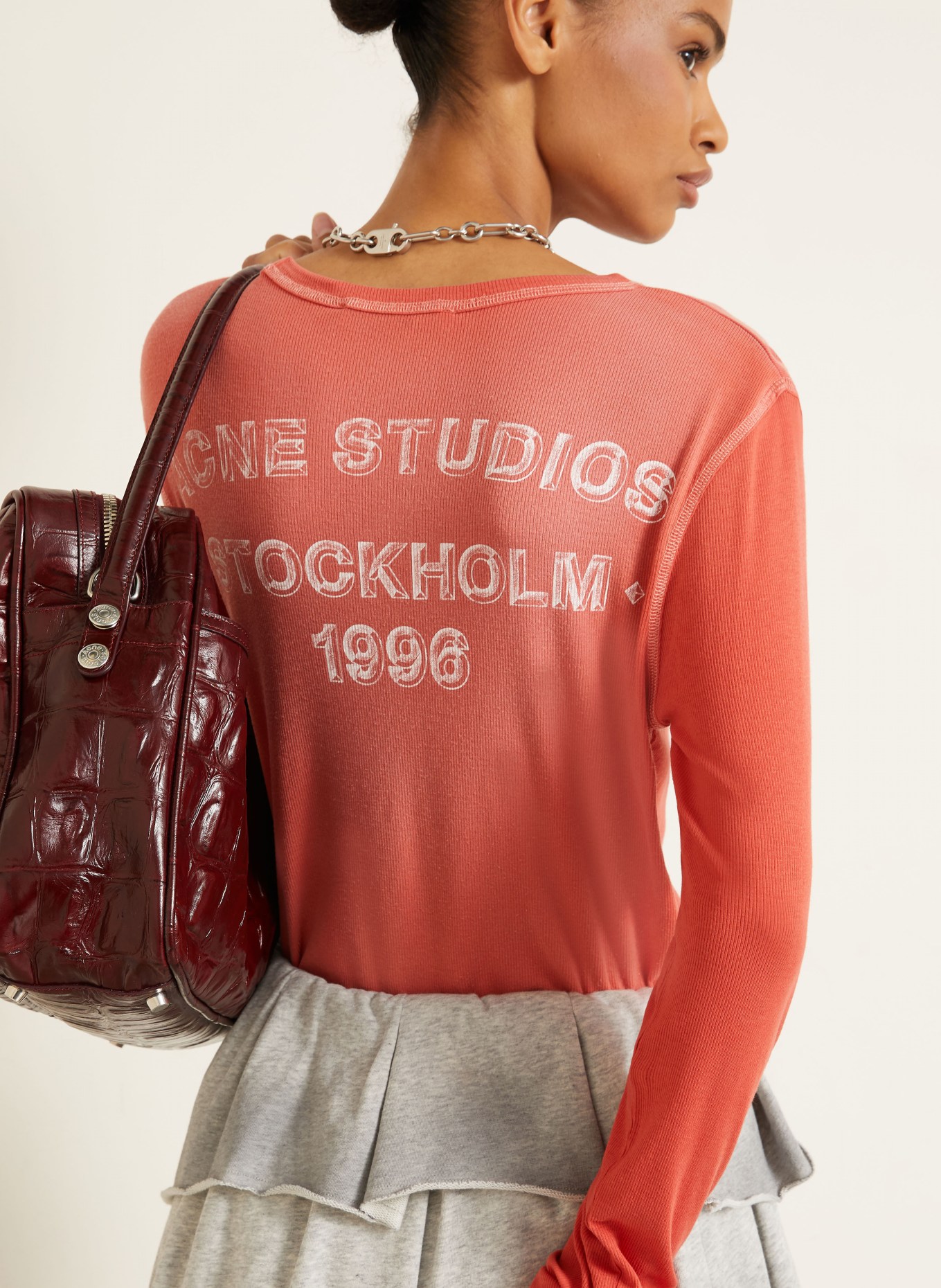 Acne Studios Long-sleeve: LIGHT RED / WHITE