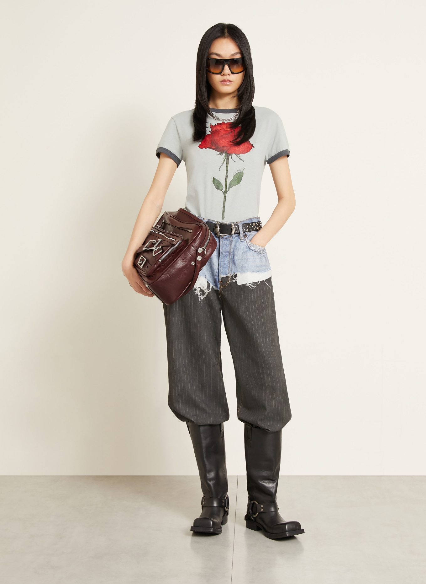 Acne Studios Sac à bandoulière CAMERO: MARRON / ARGENT