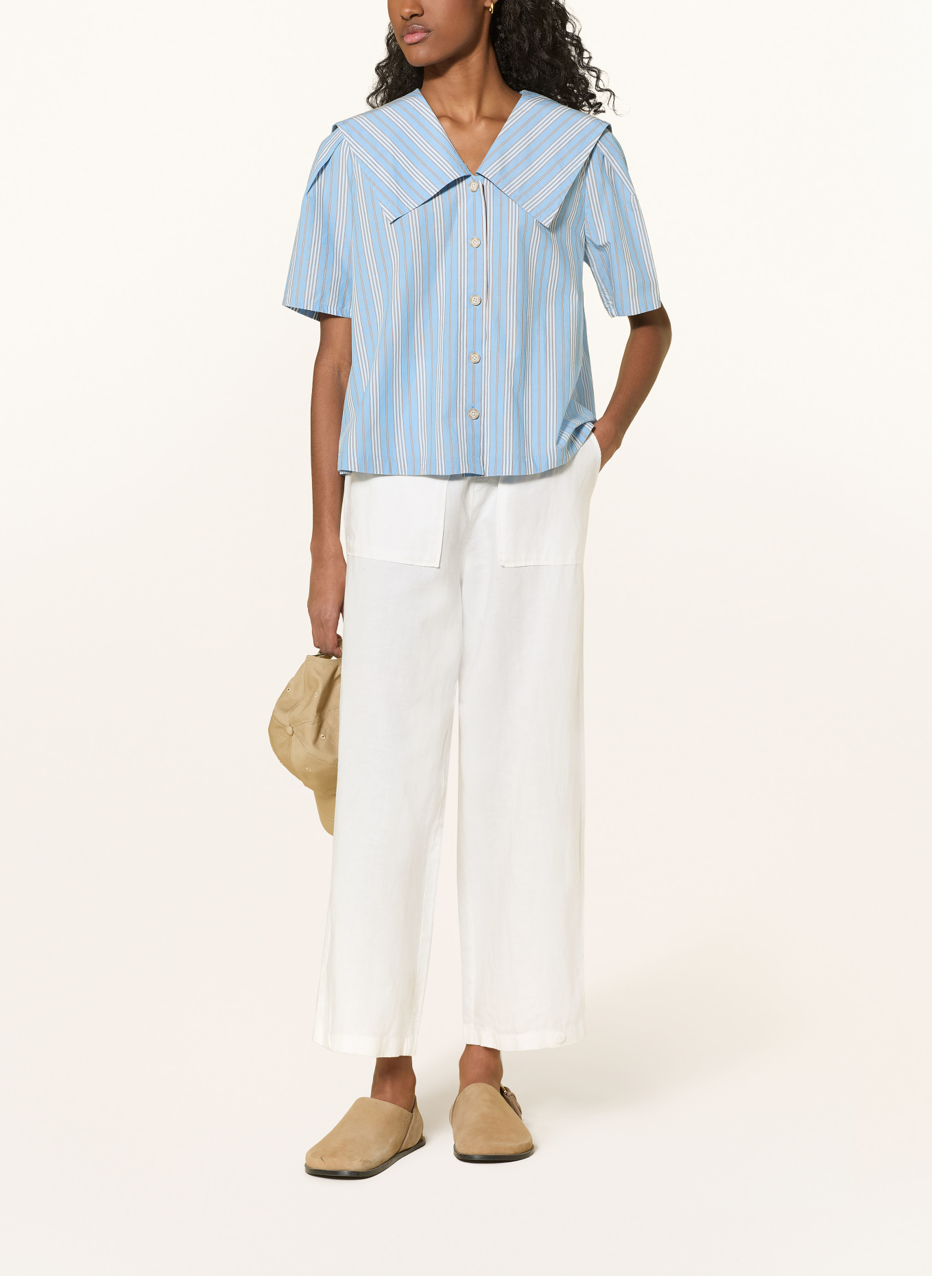 Marc O'Polo DENIM 7/8 kalhoty s lnem: BÍLÁ