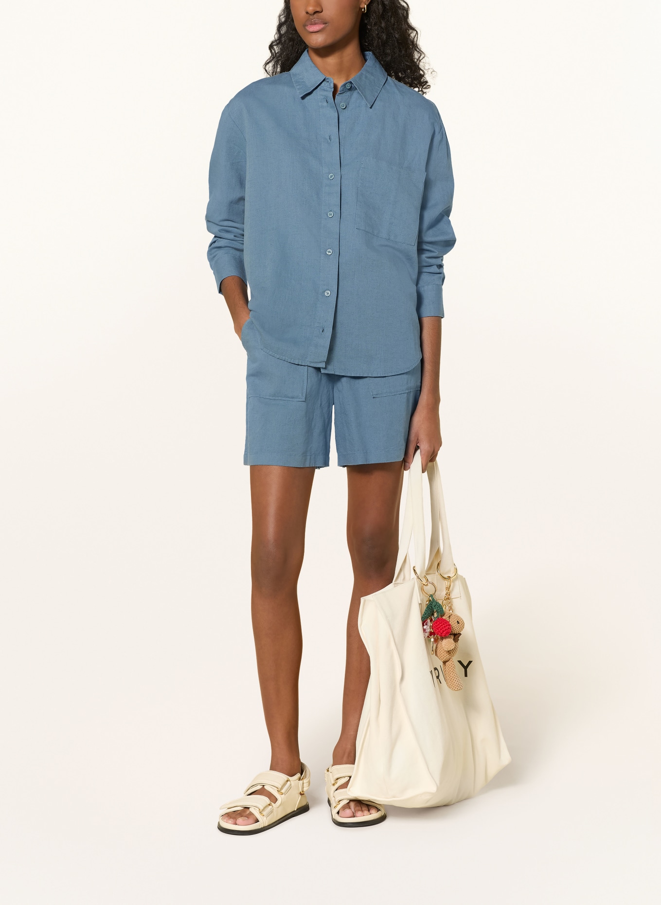 Marc O'Polo DENIM Hemdbluse mit Leinen: BLAU