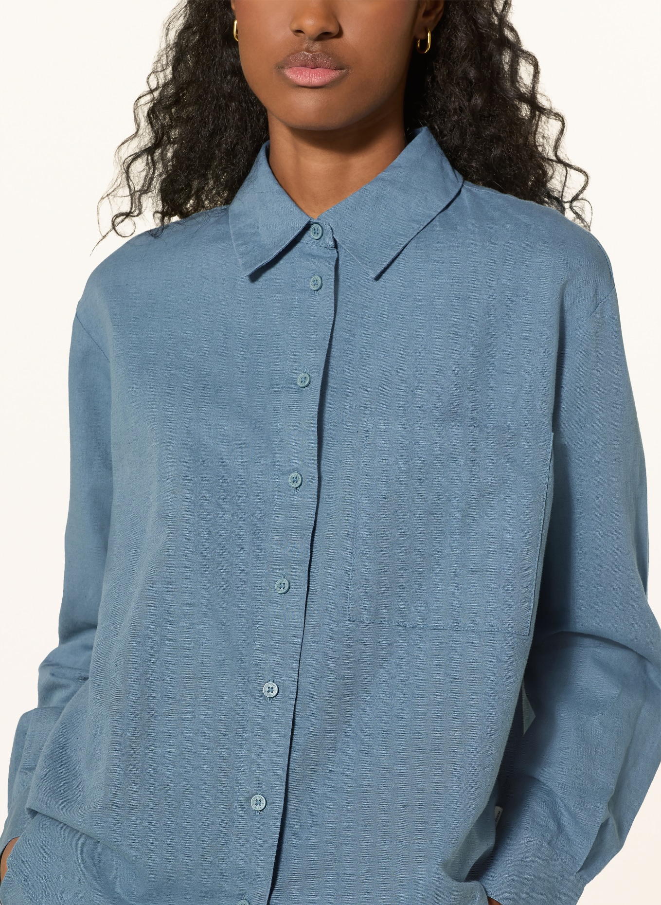Marc O'Polo DENIM Hemdbluse mit Leinen: BLAU