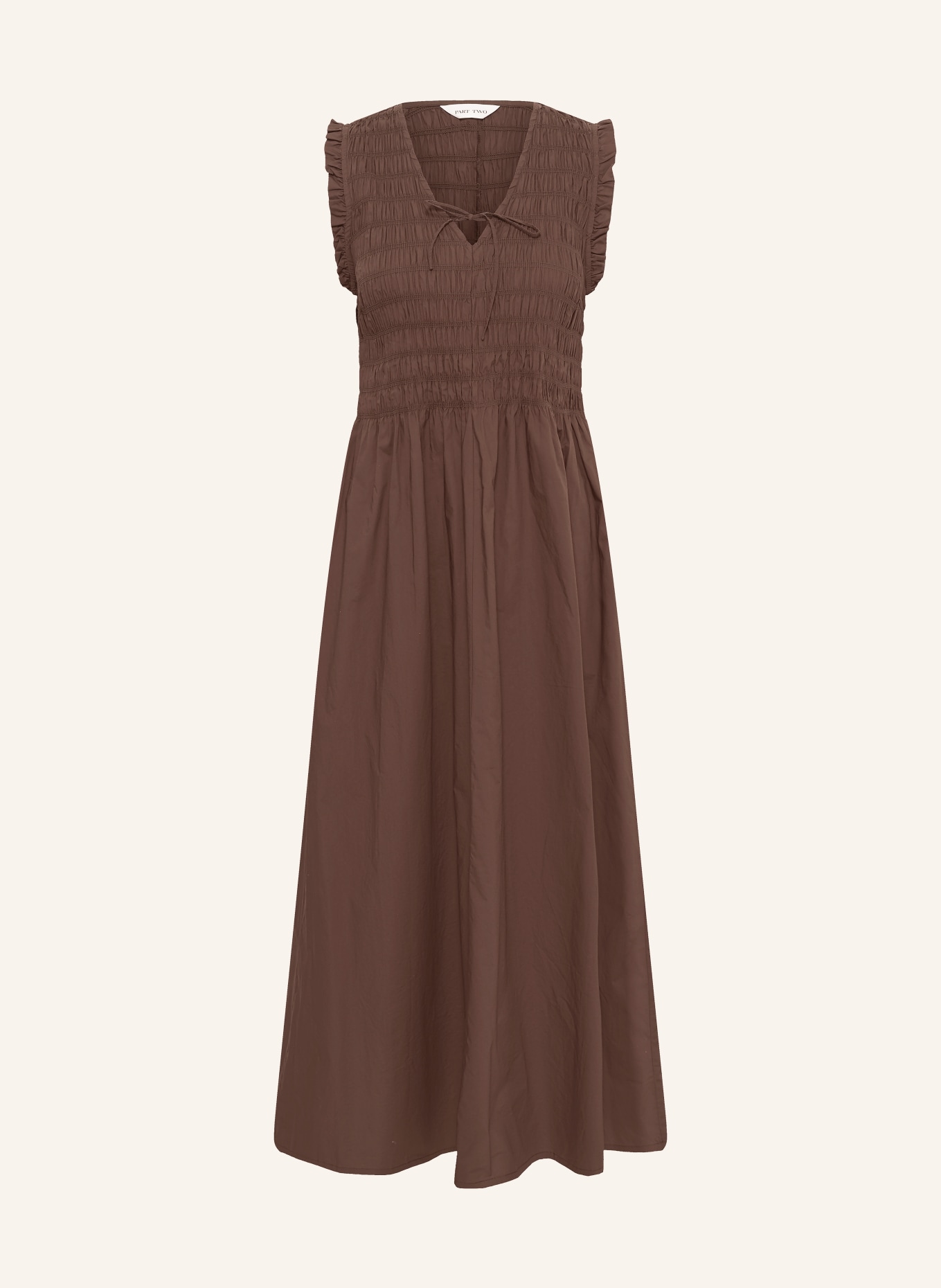 Part Two BORGNETTEPW dress with ruffles: DARK BROWN