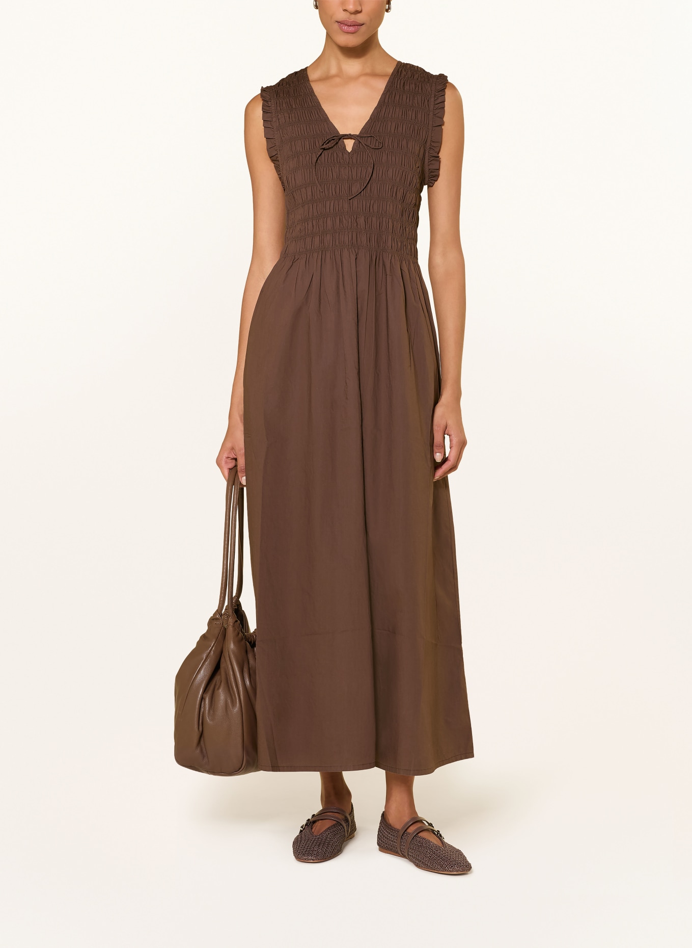 Part Two BORGNETTEPW dress with ruffles: DARK BROWN