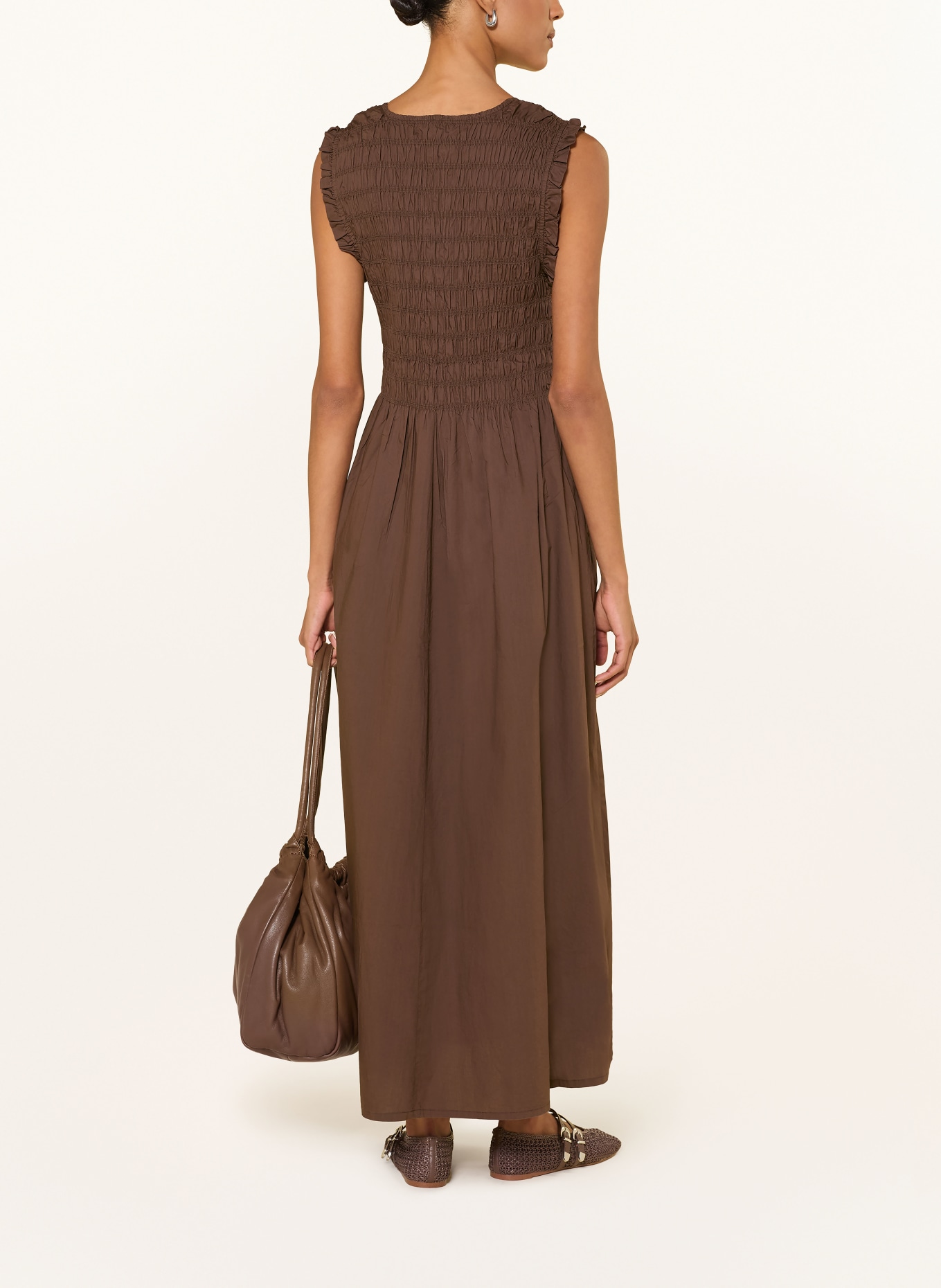 Part Two BORGNETTEPW dress with ruffles: DARK BROWN