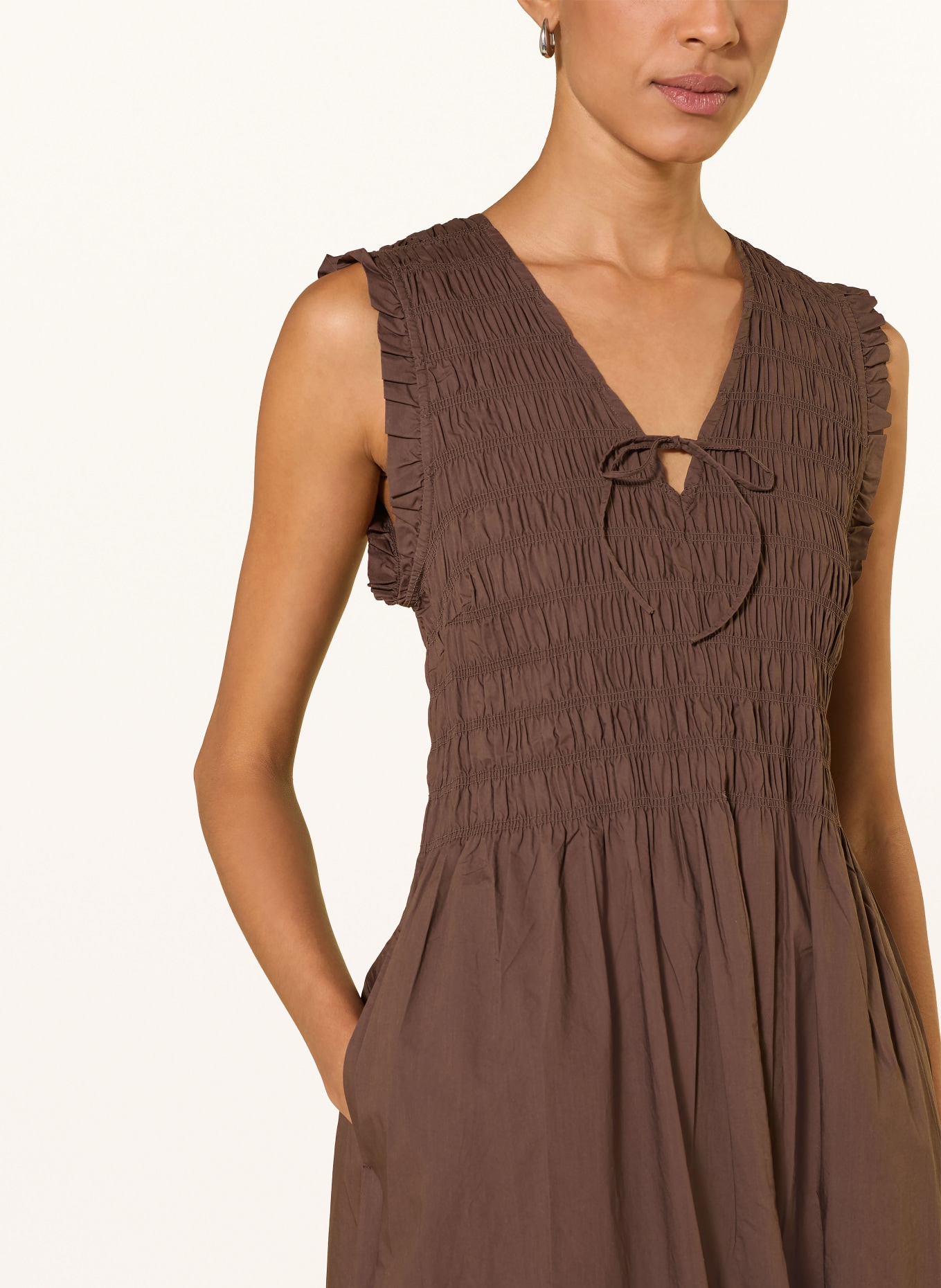 Part Two BORGNETTEPW dress with ruffles: DARK BROWN