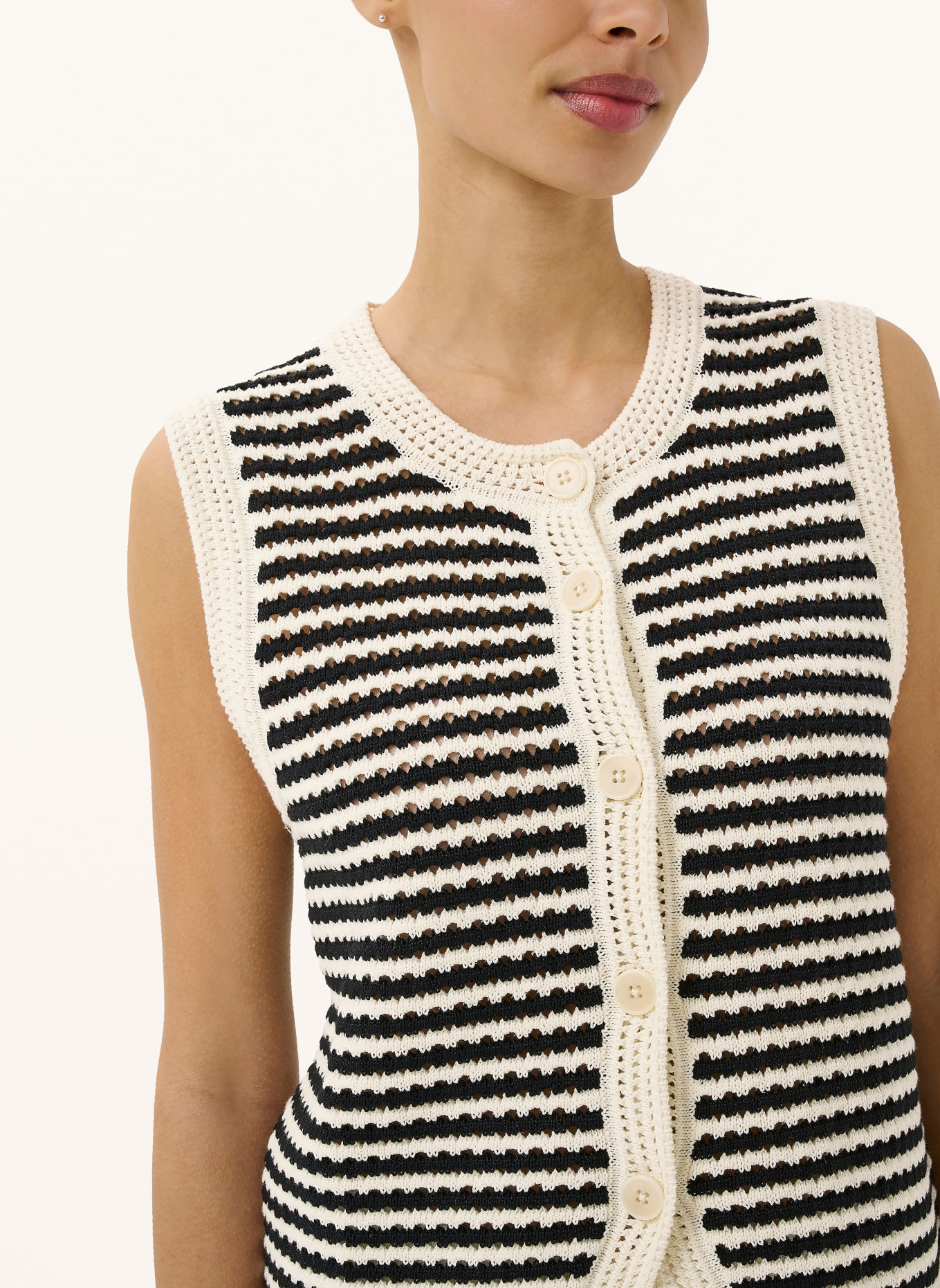 Part Two Strickweste: ECRU / SCHWARZ