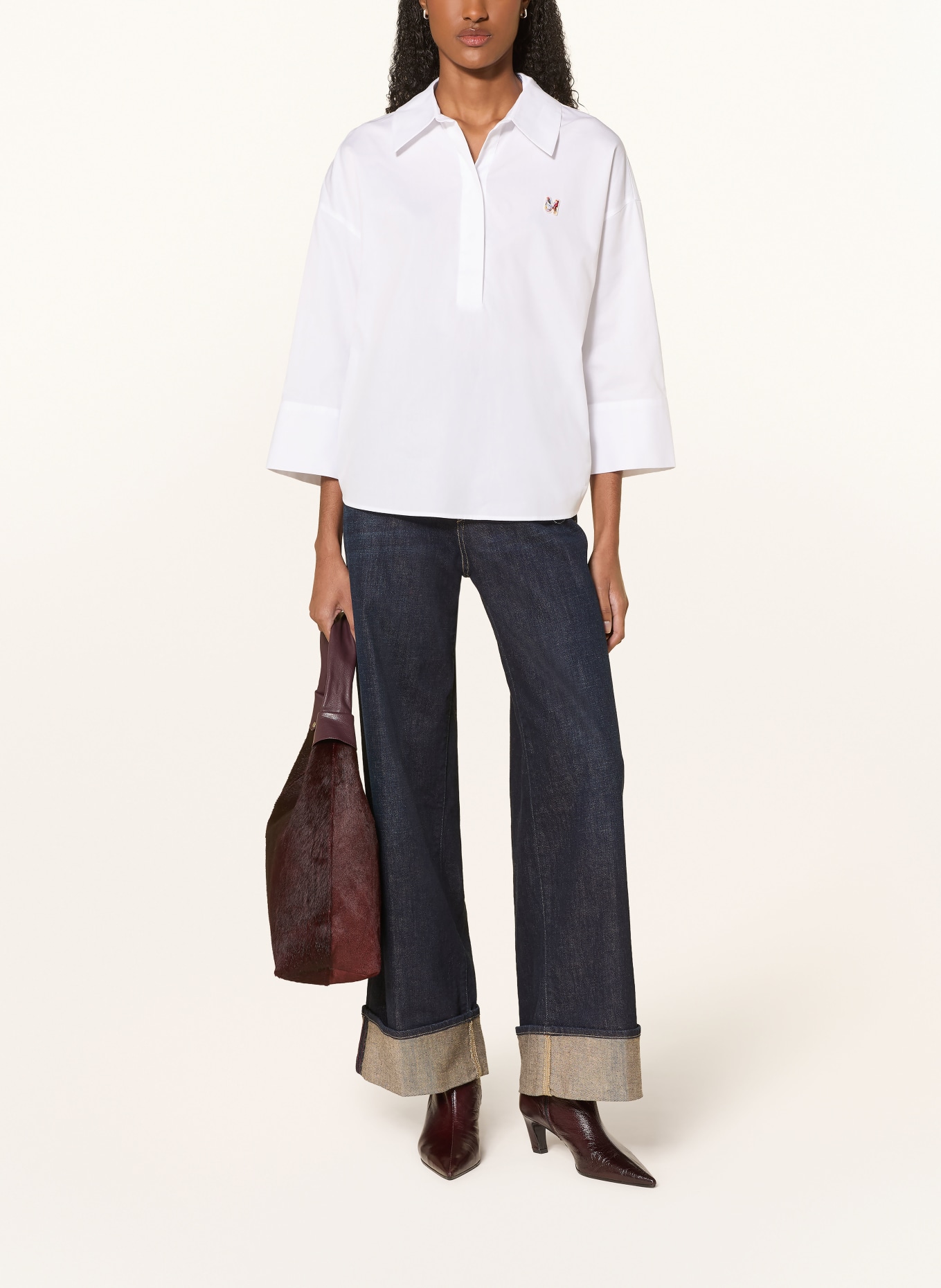 MOS MOSH MMBRITZE blouse shirt with 3/4 sleeves: WHITE