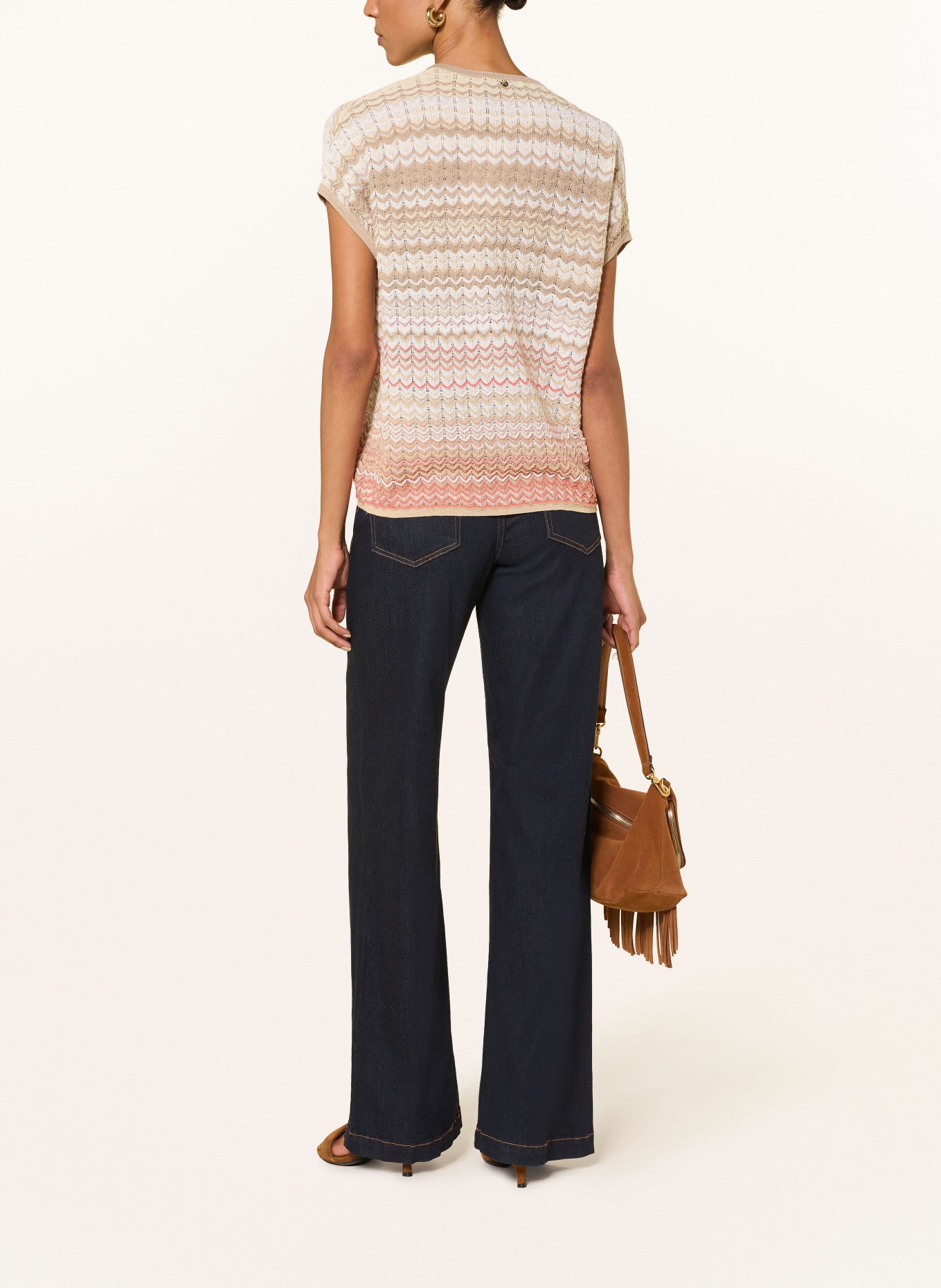 MOS MOSH MMSHANI knit shirt with glitter yarn: CREAM / GOLD / LIGHT RED