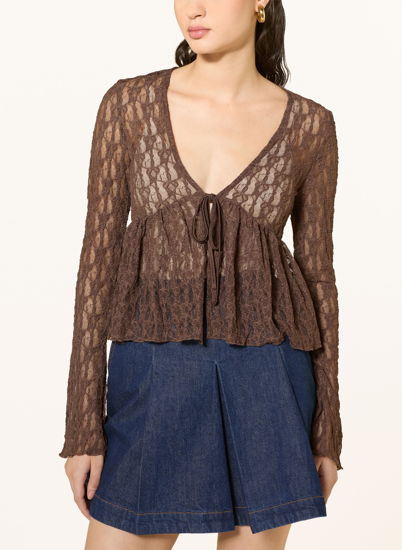 ONLY Lace blouse: BROWN