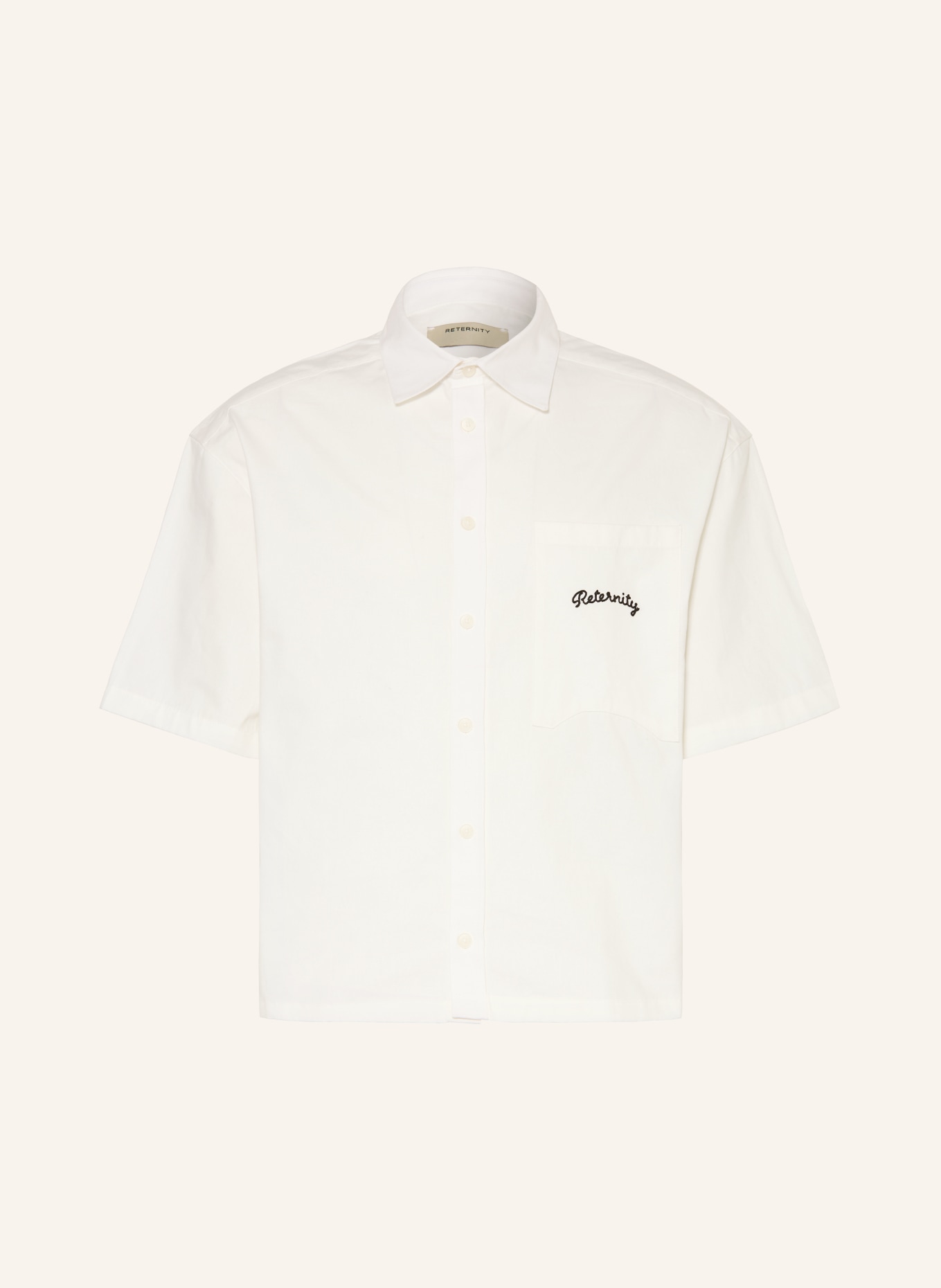 RETERNITY Koszula z krótkim rękawem Comfort Fit: ECRU / CZARNY
