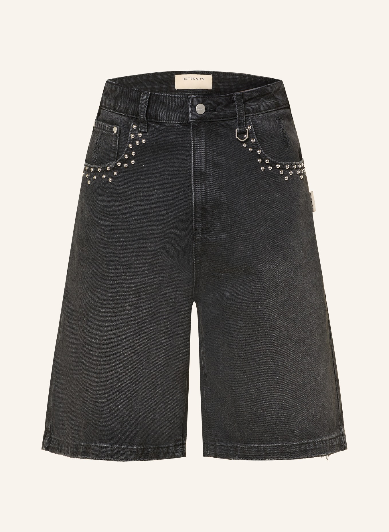 RETERNITY Szorty jeansowe z nitami: BLACK