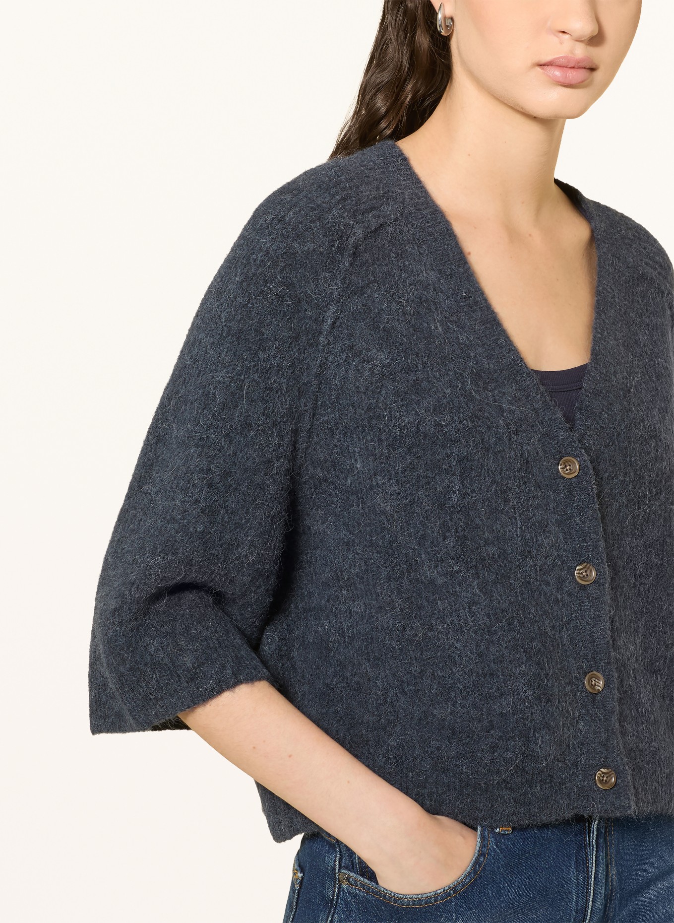 MOS MOSH Strickjacke MMTHORA LIZET mit Alpaka: DUNKELGRAU