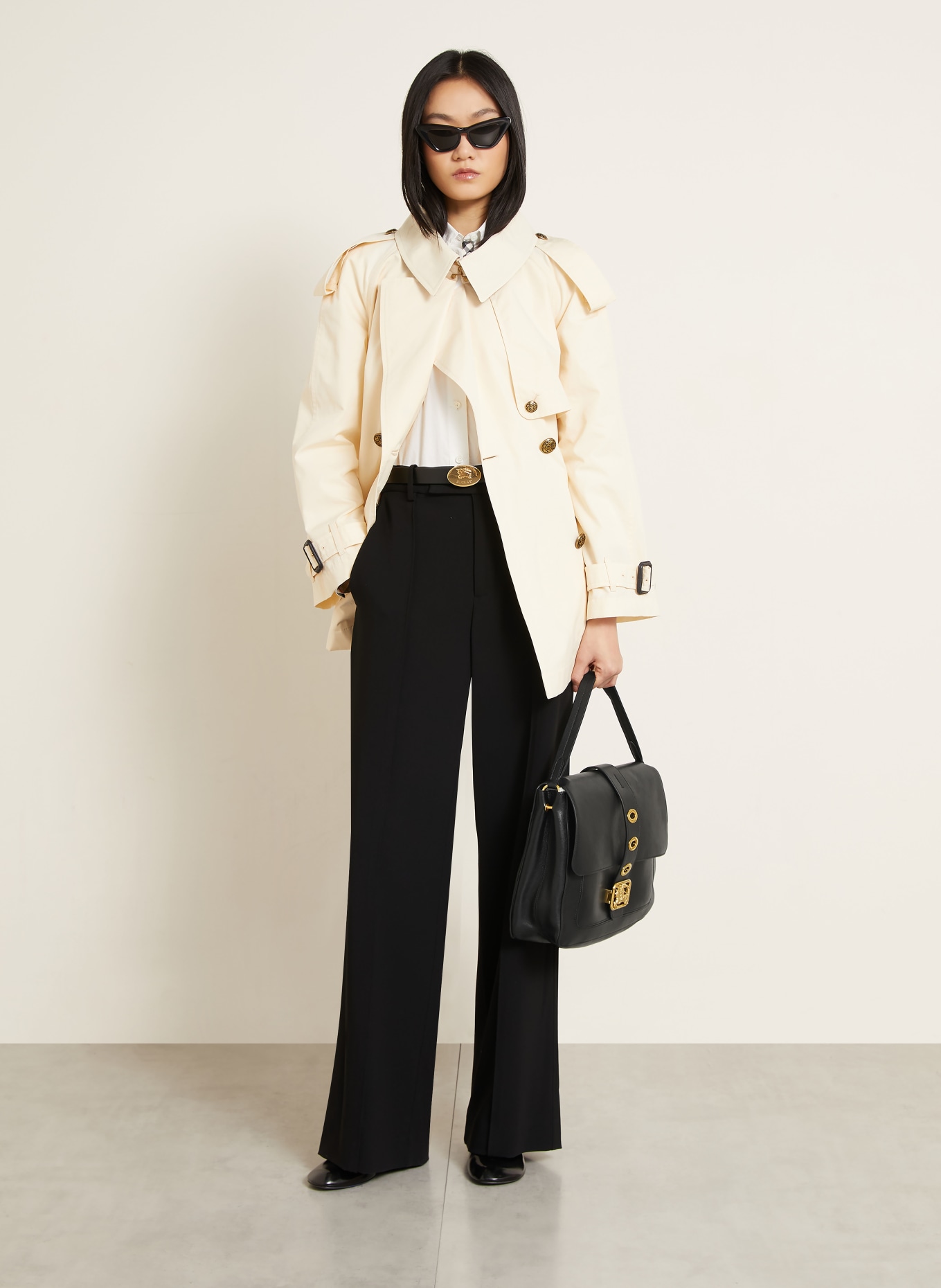 BURBERRY RIDER MEDIUM Shoulder Bag: BLACK / GOLD