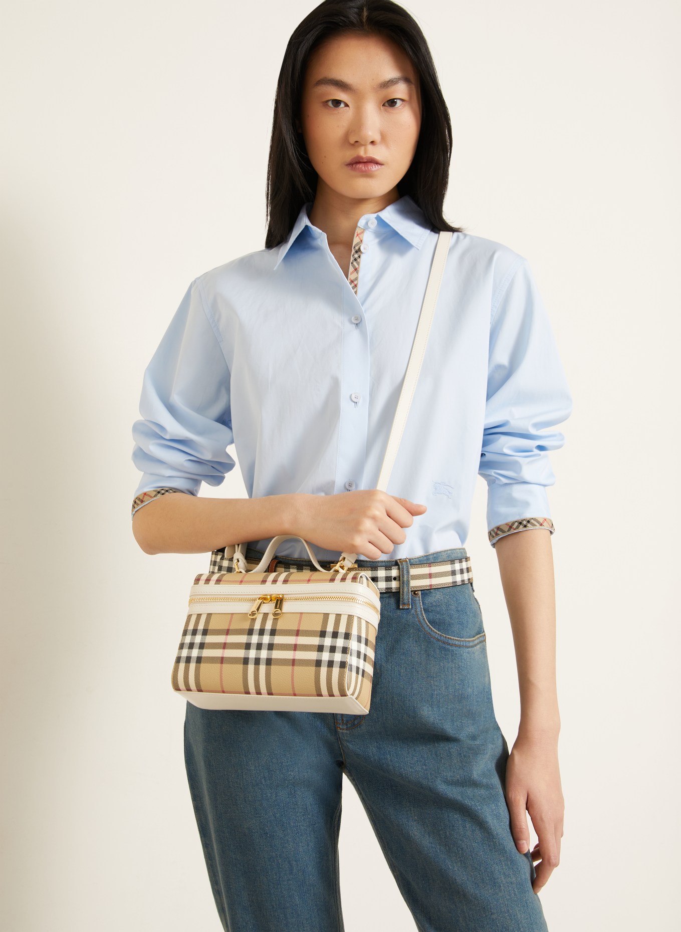 BURBERRY Geantă de mână VANITY CASE: BEJ / AUR / CREM