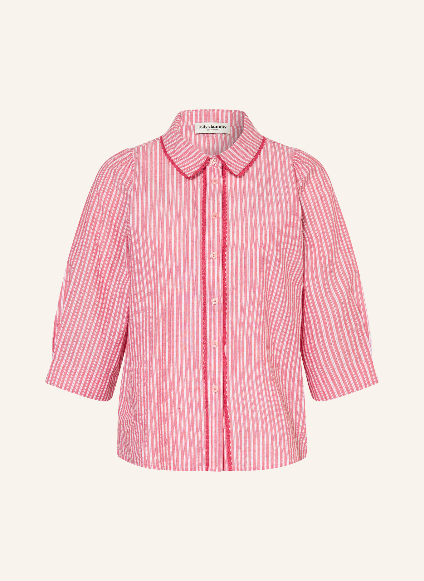 lollys laundry Hemdbluse BONOLL mit 3/4-Arm: HELLROT / PINK / WEISS