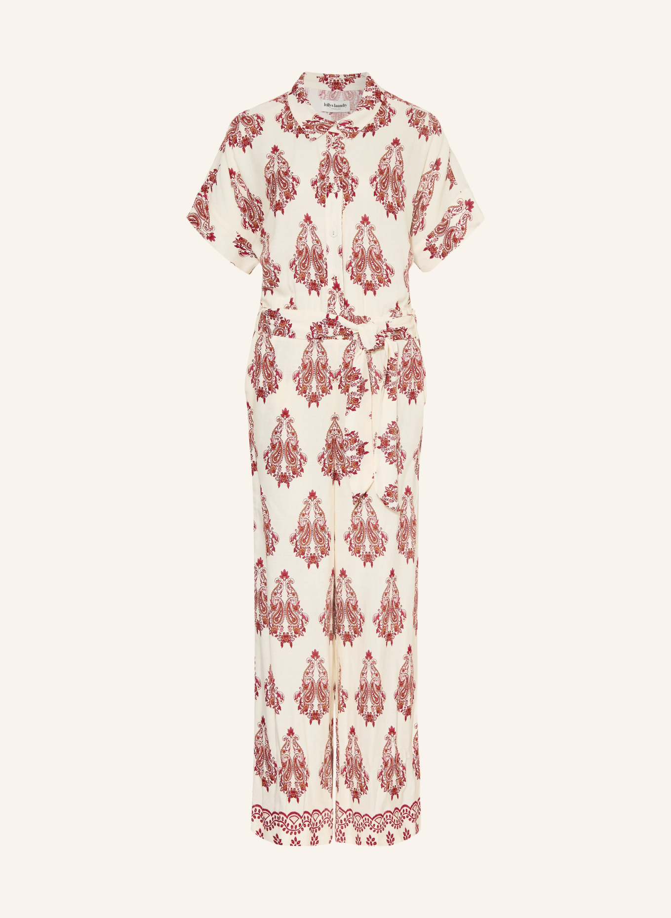 lollys laundry Jumpsuit MATHILDELL: CREME / BRAUN / DUNKELROT