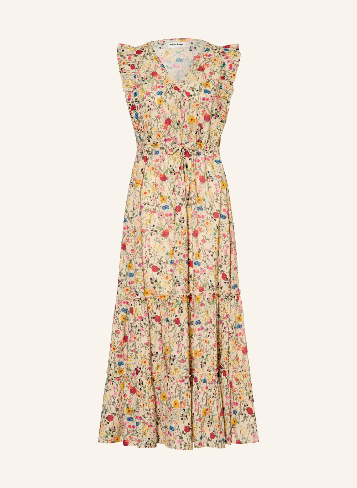 lollys laundry Klänning SAMOLL med volanger: BEIGE / ROSA / RÖD