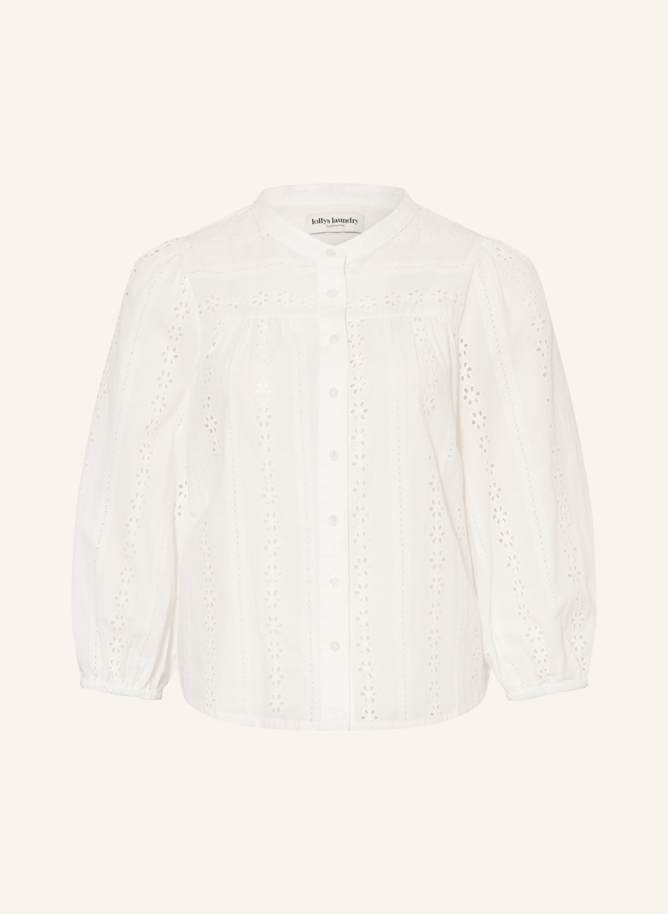 lollys laundry Bluse JUNELL i hulblonder og 3/4-ærmer: HVID