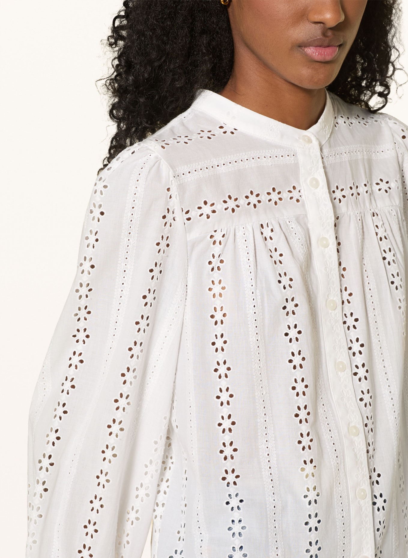 lollys laundry Bluse JUNELL i hulblonder og 3/4-ærmer: HVID