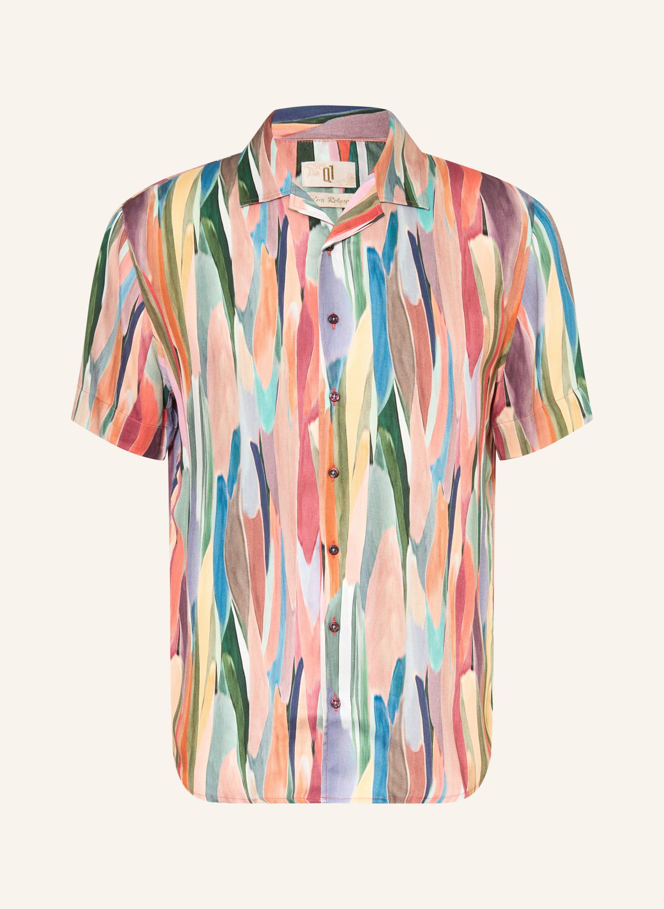 Q1 Manufaktur Resorthemd Slim Relaxed Fit: DONKERROOD / VIEUX ROSE / BLAUW