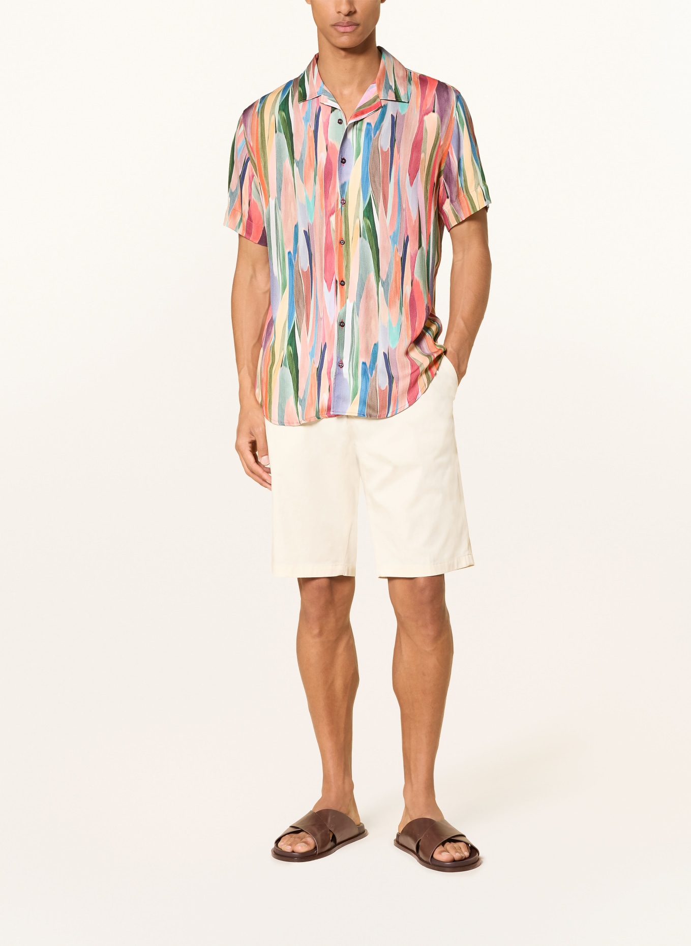 Q1 Manufaktur Resorthemd Slim Relaxed Fit: DONKERROOD / VIEUX ROSE / BLAUW